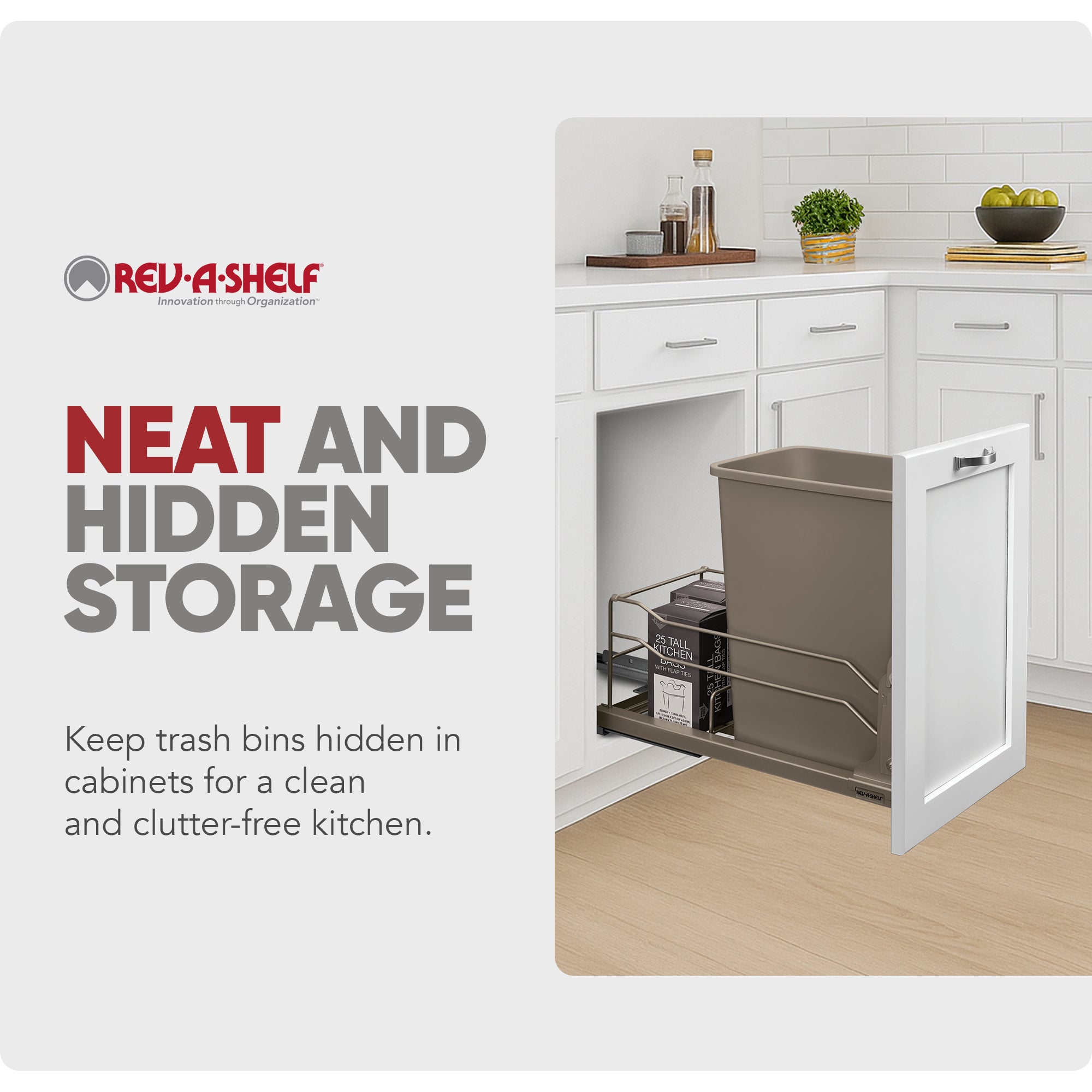 Rev-A-Shelf Pullout Kitchen Trash Can 35 qt. with Soft-close, 53WC-1535SCDM-112 - VMInnovations