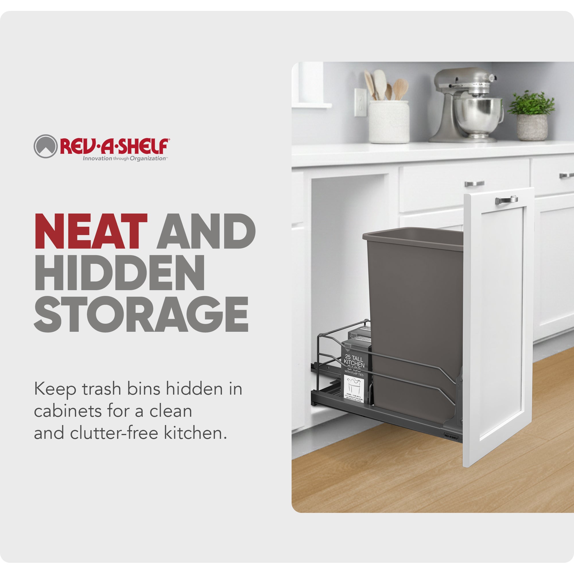 Rev-A-Shelf Pullout Kitchen Trash Can 50 qt. with Soft-close, 53WC-1550SCDM-113