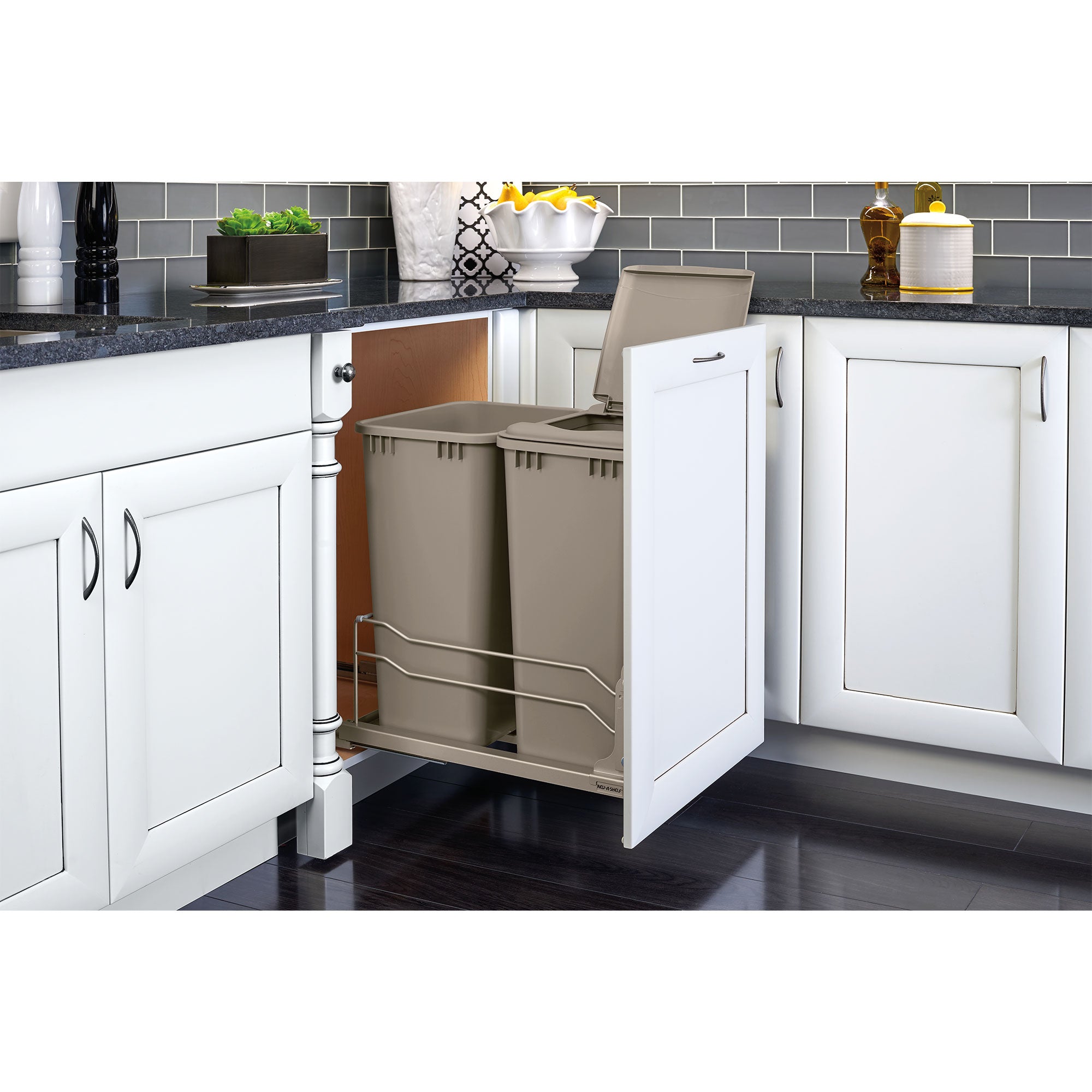 Rev-A-Shelf Double Pullout Trash Cans 50 qt. with Soft-close, 53WC-2150SCDM-212 - VMInnovations