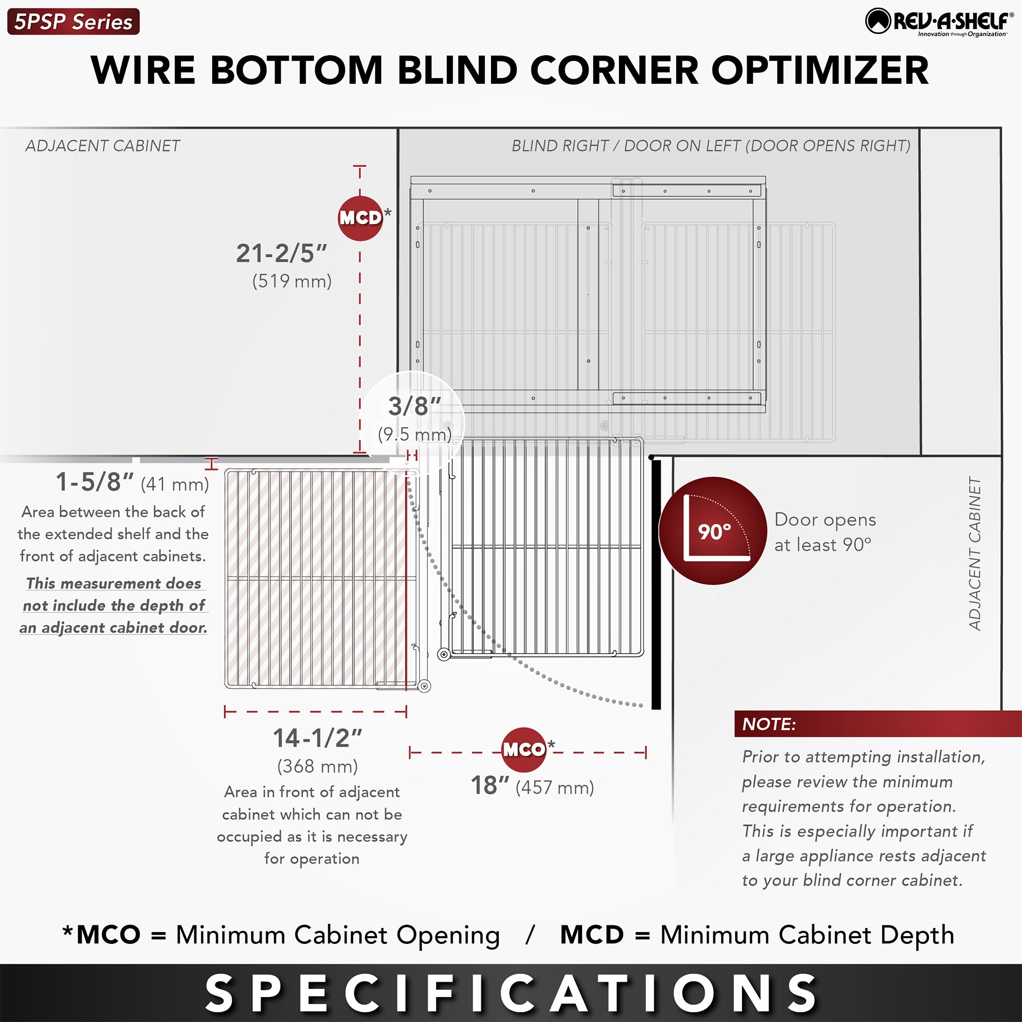 Rev-A-Shelf Chrome 2-Tier Optimizer-18" Blind Corner Cabinet Openings,5PSP-18-CR