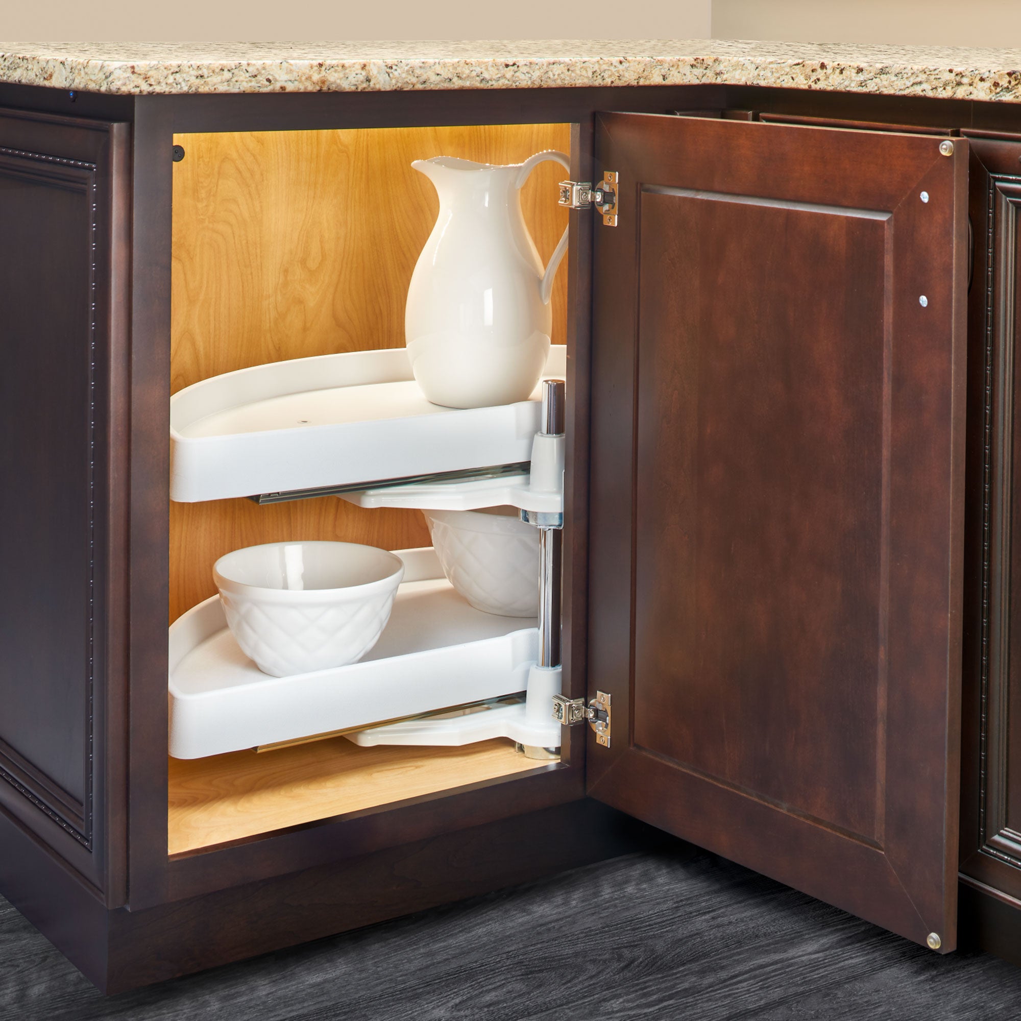 Rev-A-Shelf 33" Lazy Susan Half-Moon Polymer Two-Tier Blind Cabinet 6882-33-11-570 - VMInnovations