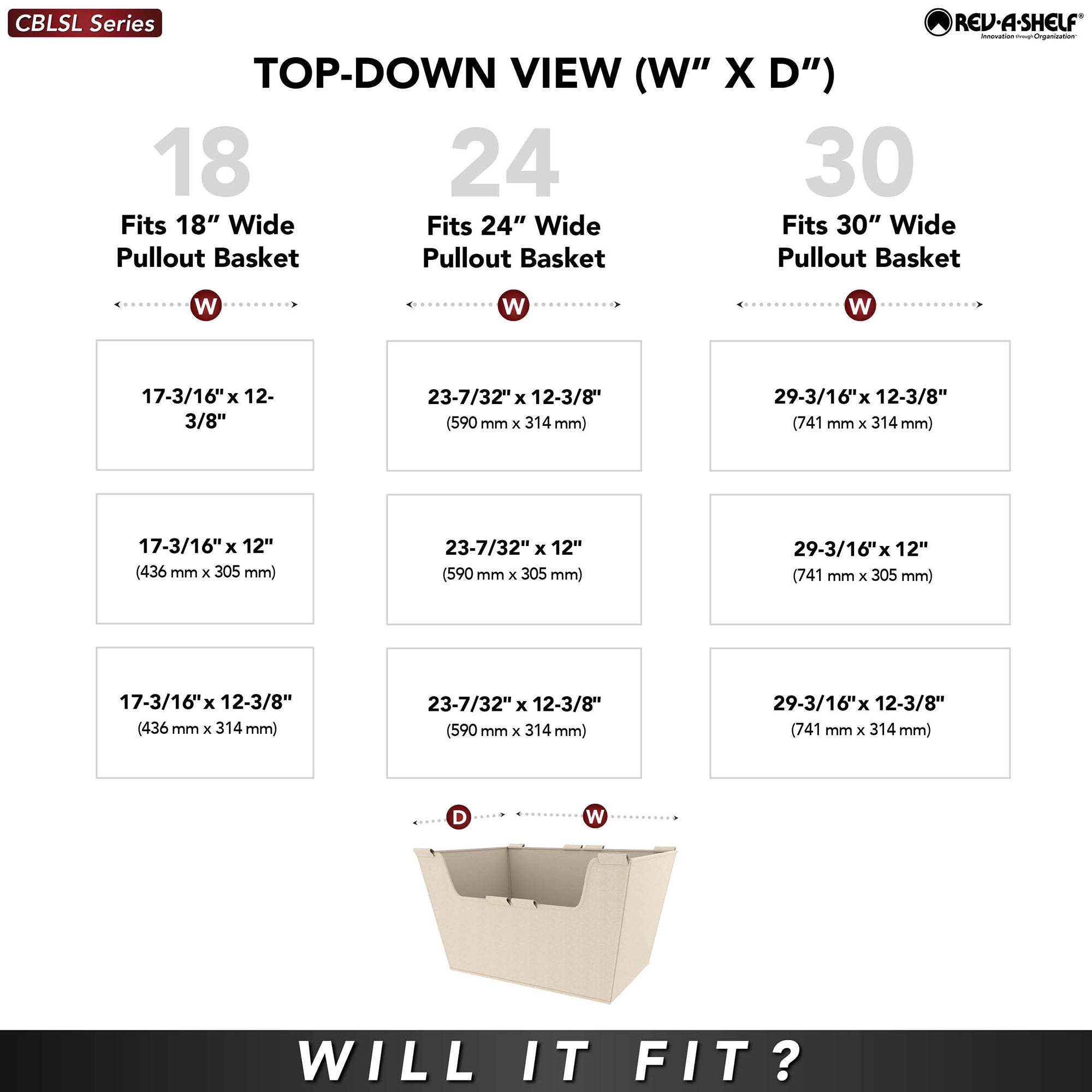 Rev-A-Shelf Sidelines 18" Canvas Cloth Closet Basket Liner, Tan, CBLSL-181405-T1 - VMInnovations