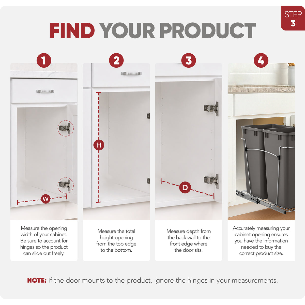 Rev-A-Shelf Double Pullout Trash Can 27 qt. for Kitchen, Gray, RV-15KD-13C-S