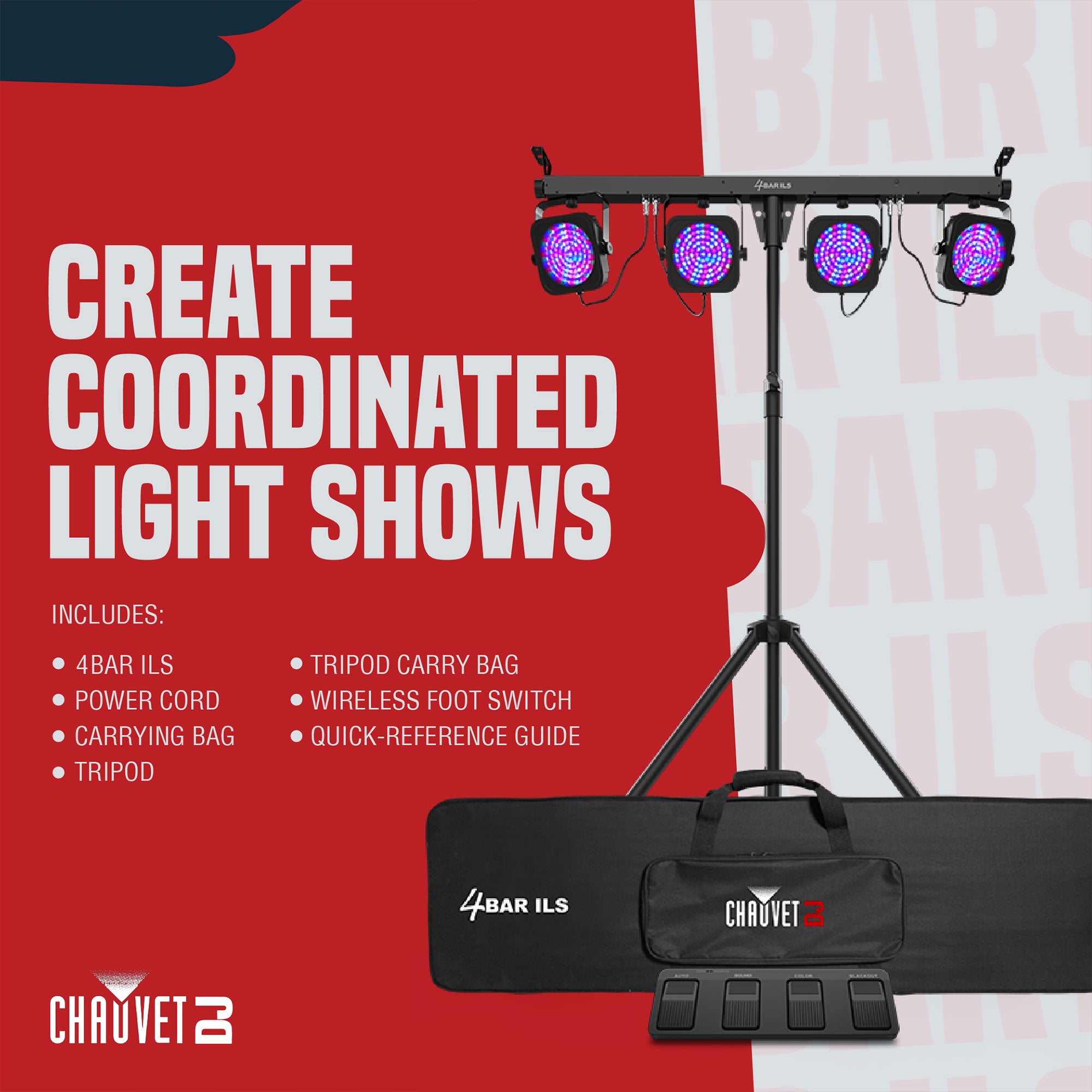 CHAUVET DMX LED Stage Wash Light System w/ Case, Foot Switch & Tripod (Open Box)