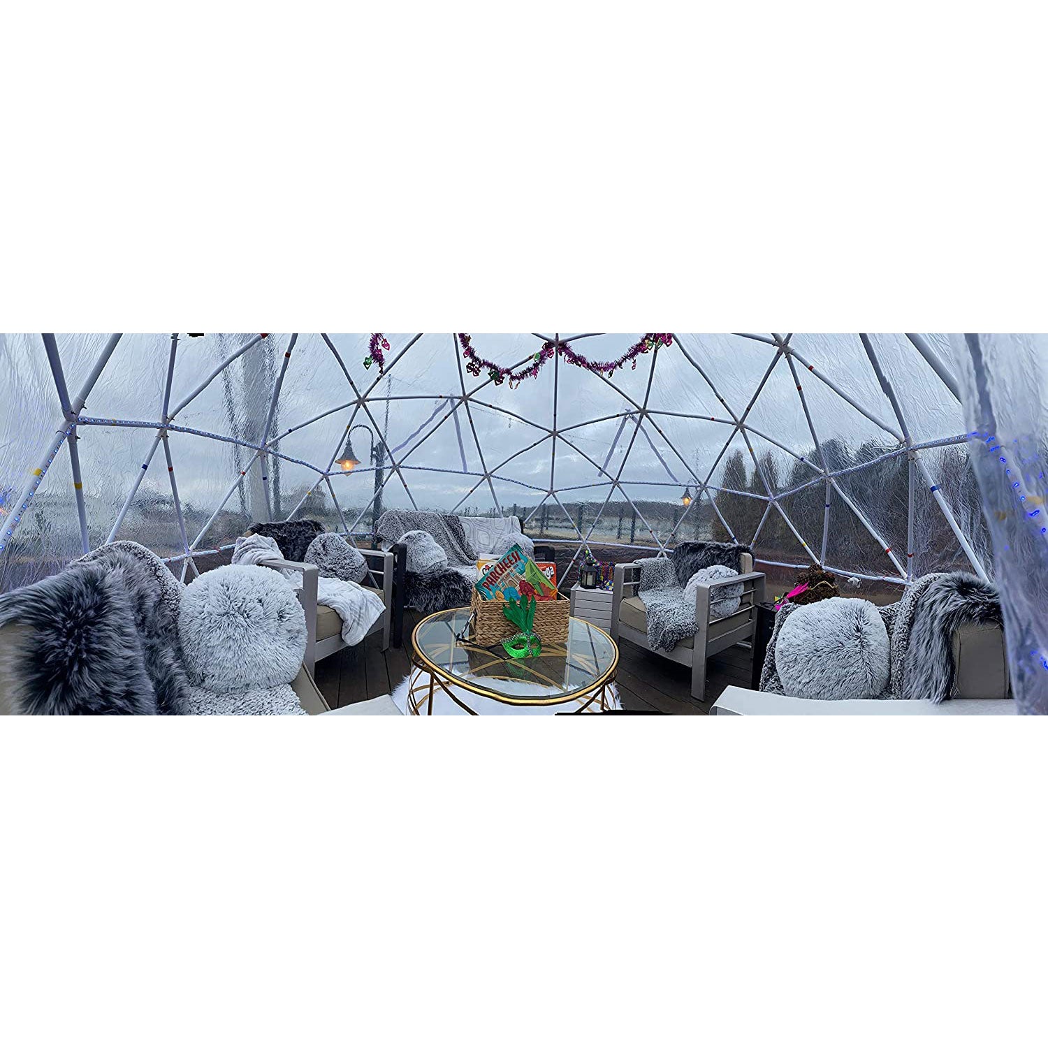 Sonostar Hub Standard Bubble Dining Pod Glamping Dome Gazebo Shelter Kit, White - VMInnovations