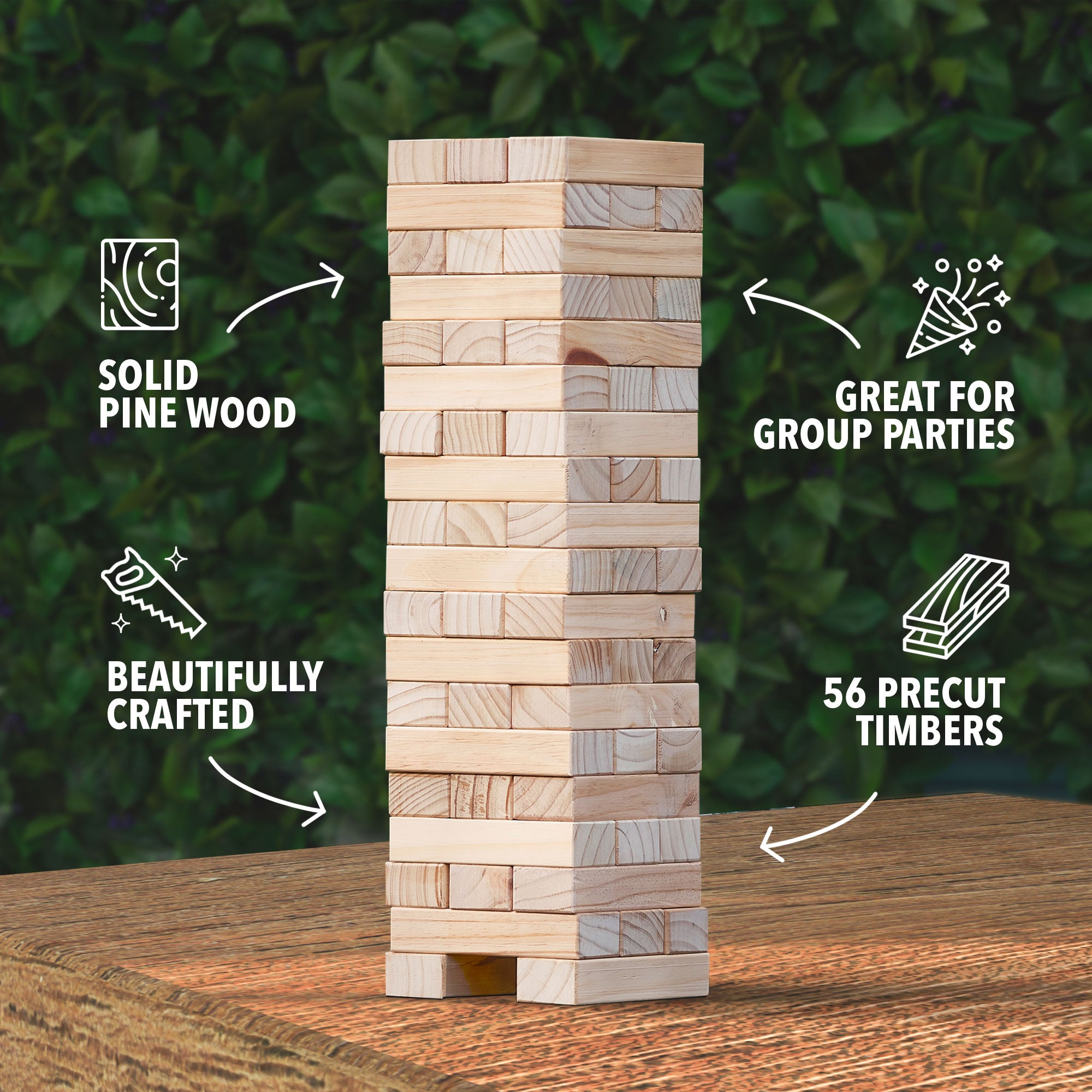 YardGames Giant Tumbling Timbers Wood Stacking Game Bundle with 4 in a Row Game - VMInnovations