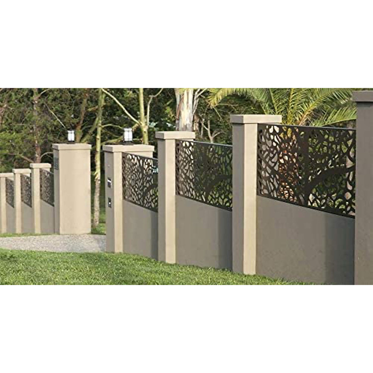 Stratco 6 x 3 Foot Steel Privacy Screen Wall Art Panel, Flora Design, Single