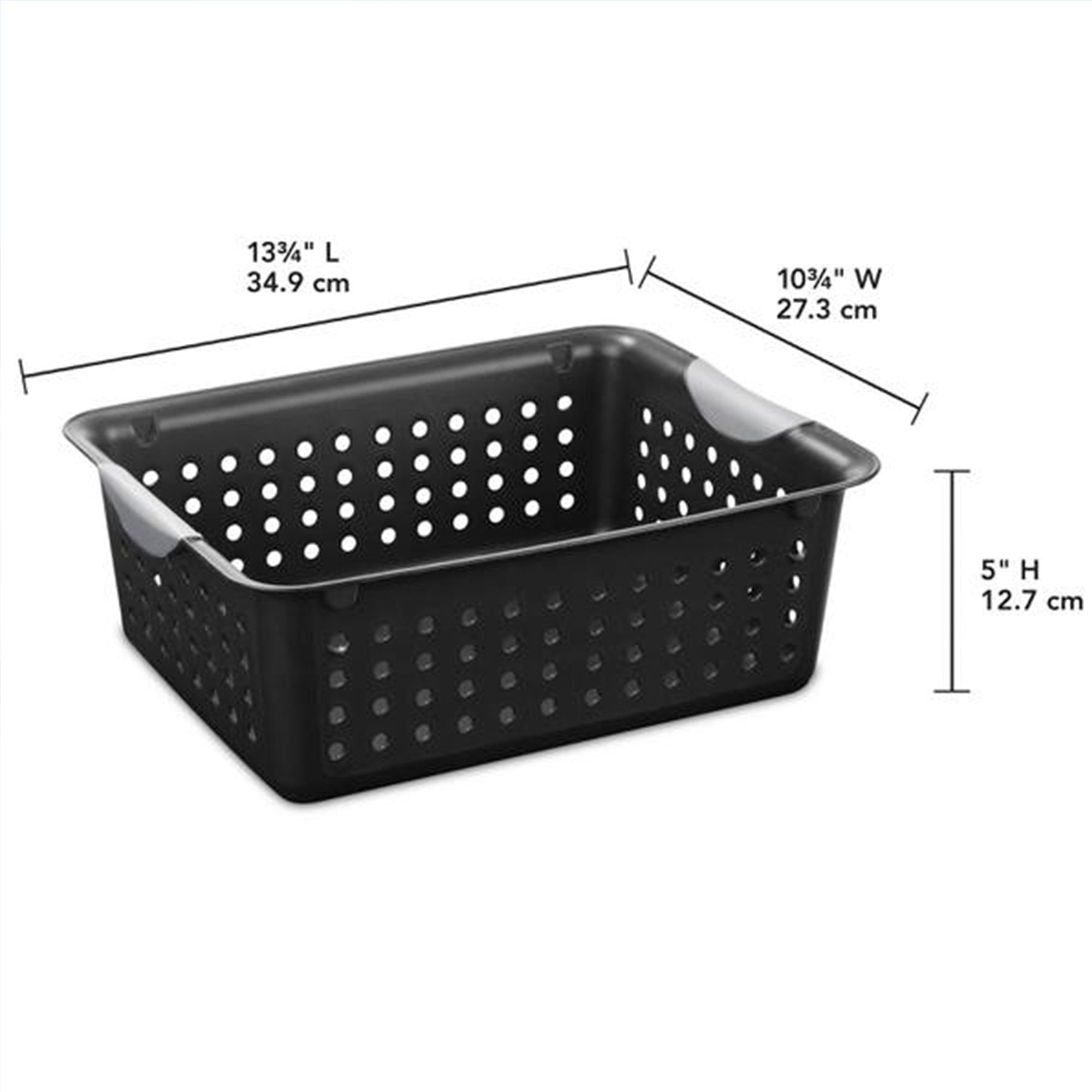 Sterilite Medium Ultra Storage Basket with Contoured Handles, Black (6 Pack)
