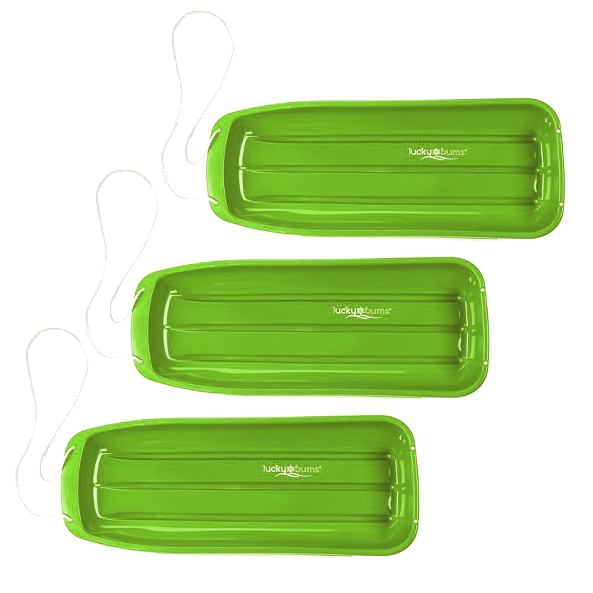 Lucky Bums Kids 48 Inch Plastic Snow Toboggan Sled w/ Pull Rope, Green (3 Pack) - VMInnovations