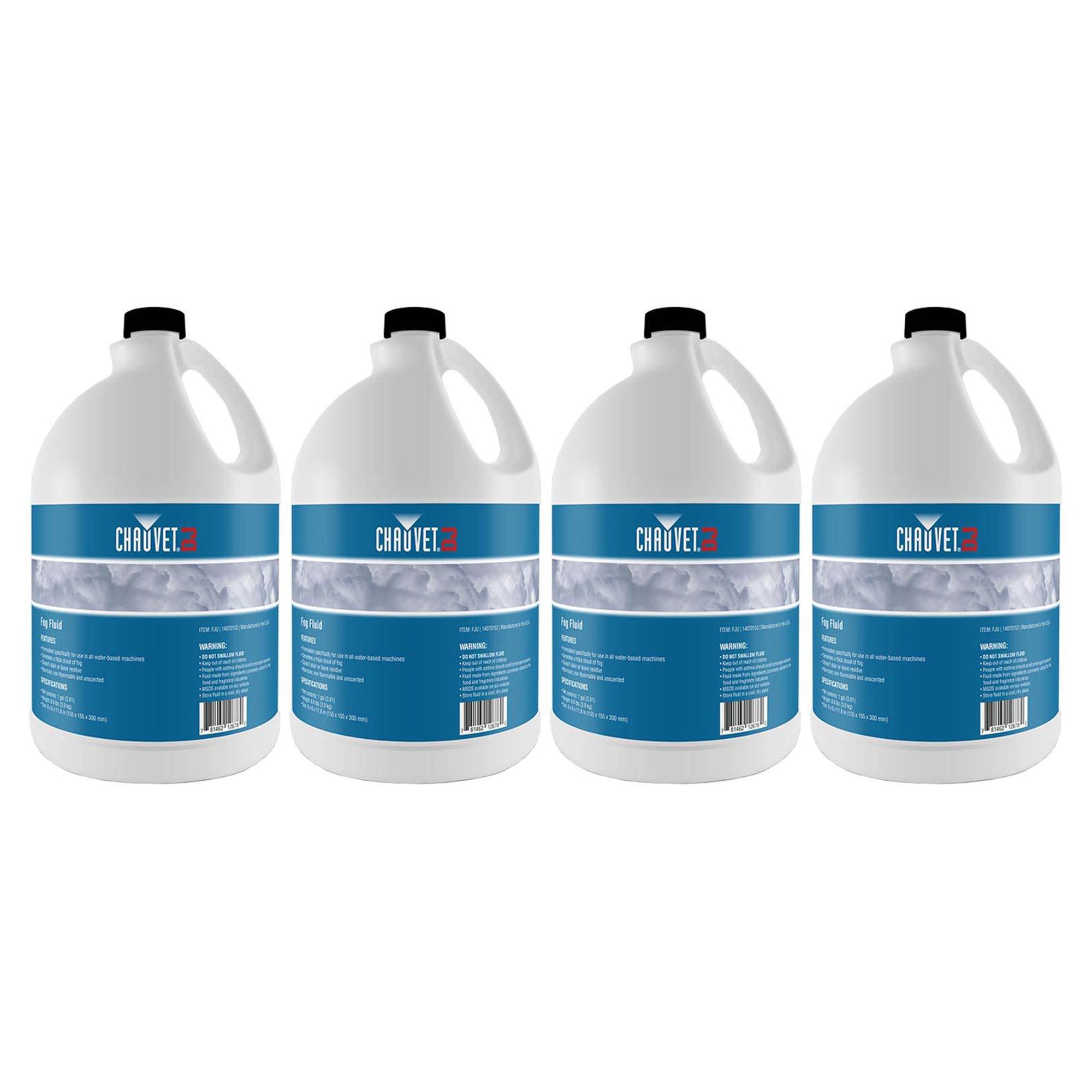 Chauvet DJ 1 Gallon of Water Based Unscented Fog Machine Juice, (4 Pack) - VMInnovations