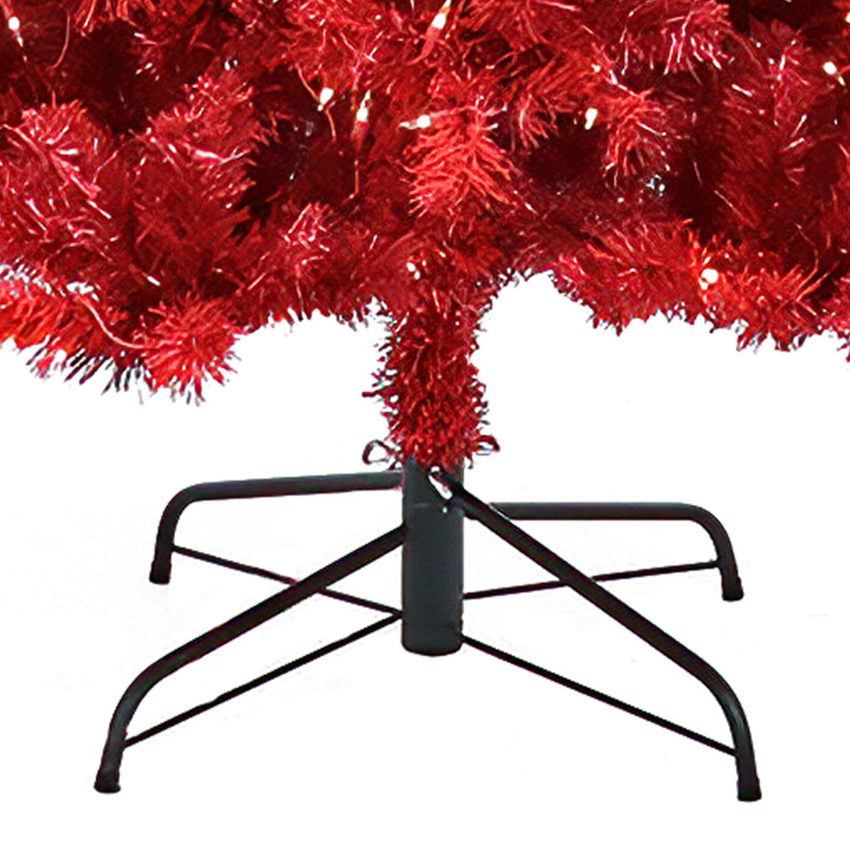 National Tree Company 7 Foot Full Flocked Prelit Artificial Christmas Tree, Red