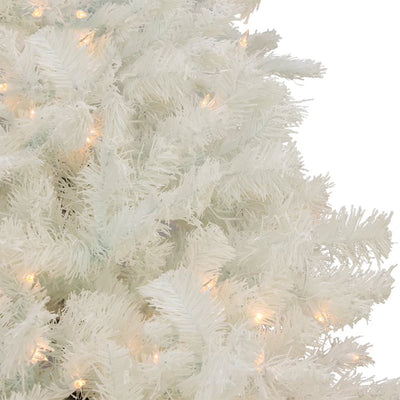 7.5' Full Flocked Prelit Artificial Christmas Tree, White (Used)