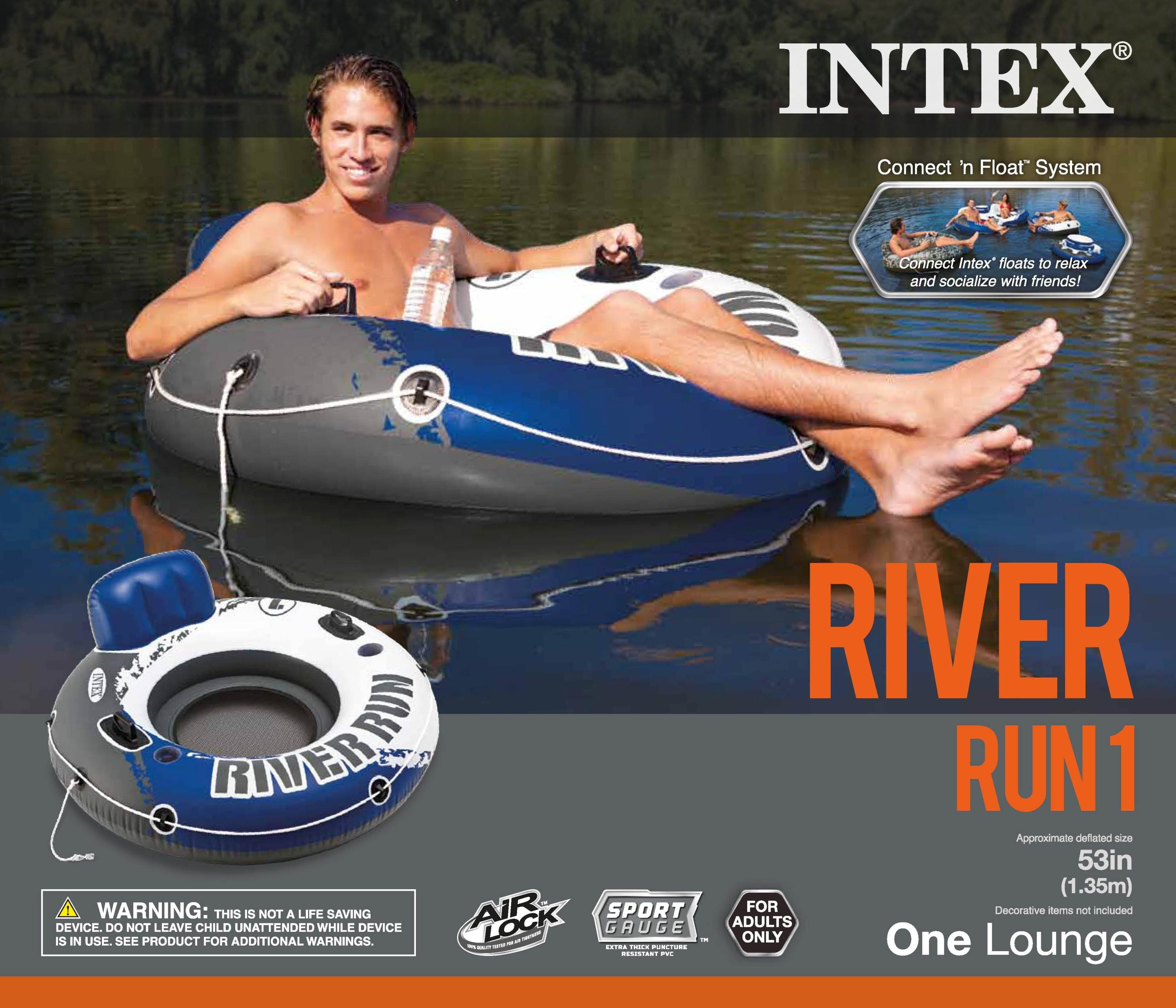 Intex River Run 1 Inflatable Floating Tube Raft for Lake, Pool (12 Pack) 58825EP - VMInnovations