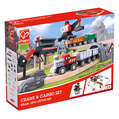 Hape E3756 Crane and Cargo Railway Train Mining Loader Set with Magnetic Crane