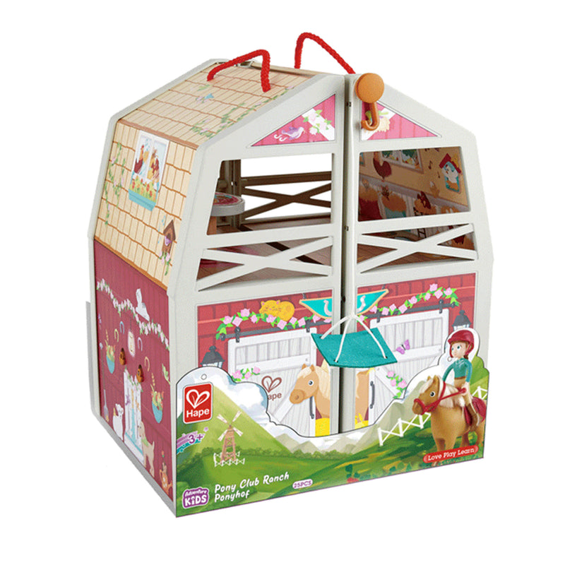 Hape E3409 Pony Ranch Barn Club Playset Doll House for Kids Ages 3 Years and Up