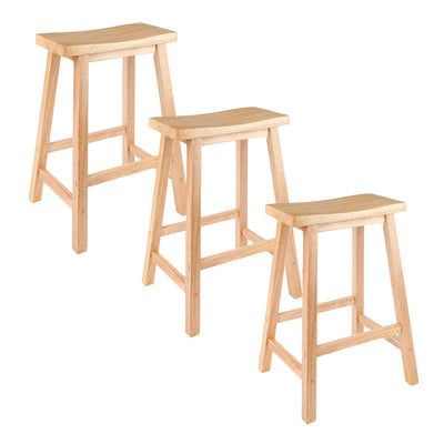 Winsome Satori 24 Inch Kitchen Solid Wooden Counter Bar Stool, Natural (3 Pack)