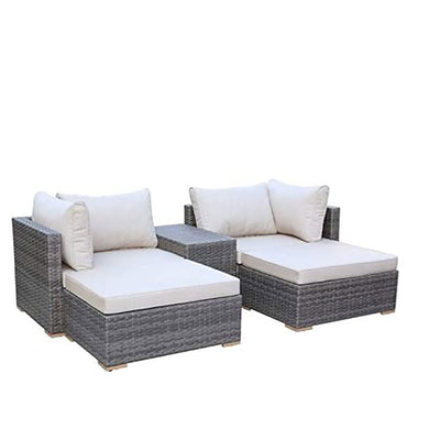 Allspace 5 Piece UV Protected Wicker Patio Set with Protective Covers, Beige