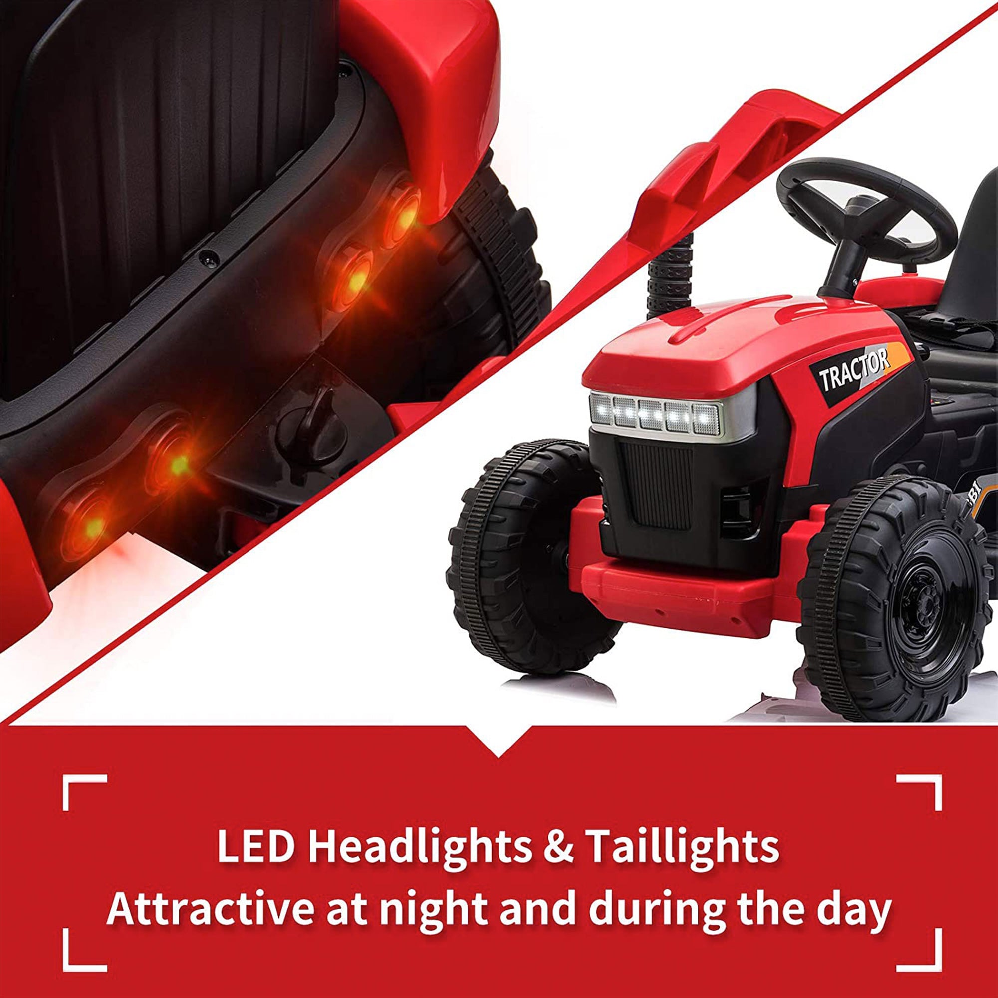 TOBBI 12V Kids Battery-Powered Ride On Toy Tractor with Trailer, Red (For Parts) - VMInnovations