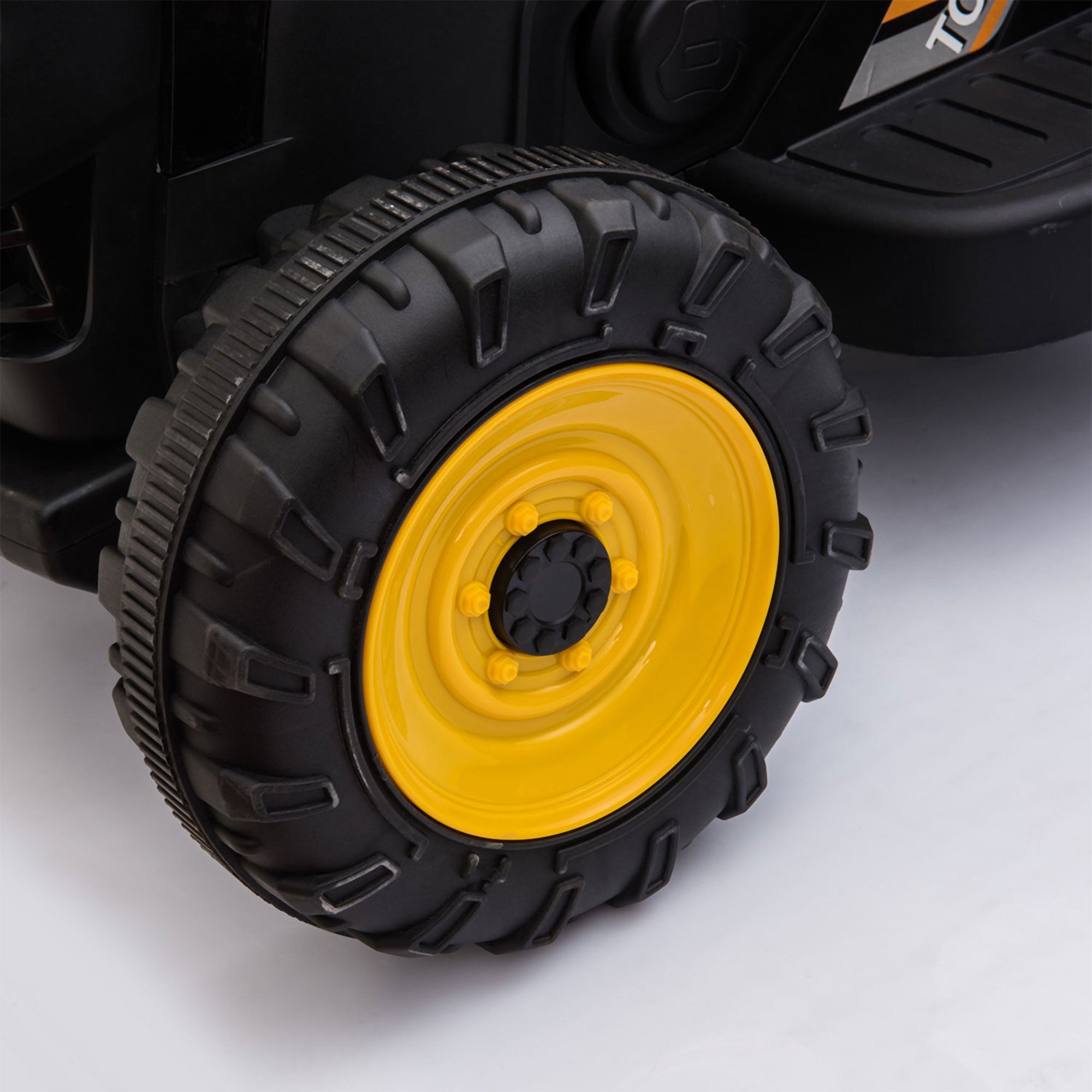 TOBBI 12V Kids Electric Battery-Powered Ride On Toy Tractor with Trailer, Black