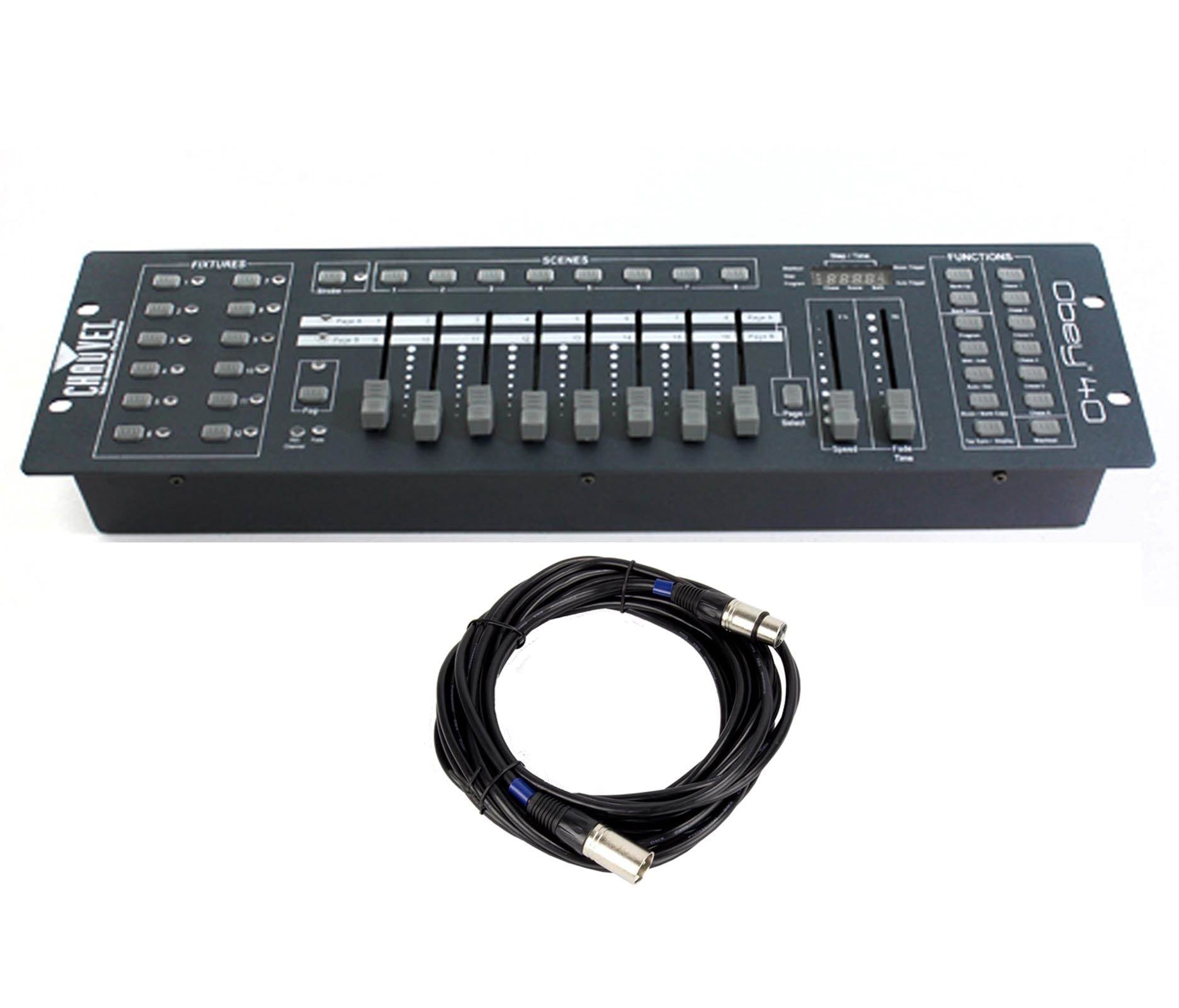 Chauvet Obey40 16 Channel DMX Universal Light Controller + DMX3P25FT 25' Cable