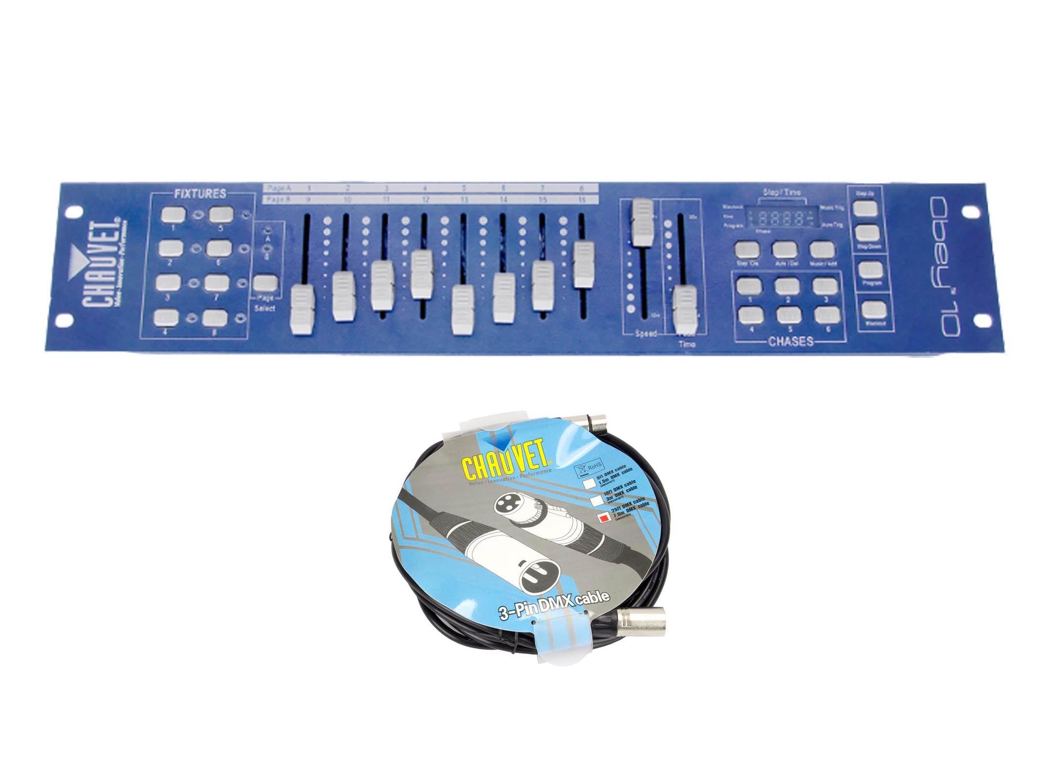 NEW! Chauvet OBEY 10 DMX-512 8 Lights Lighting Controller + DMX3P25FT DMX Cable