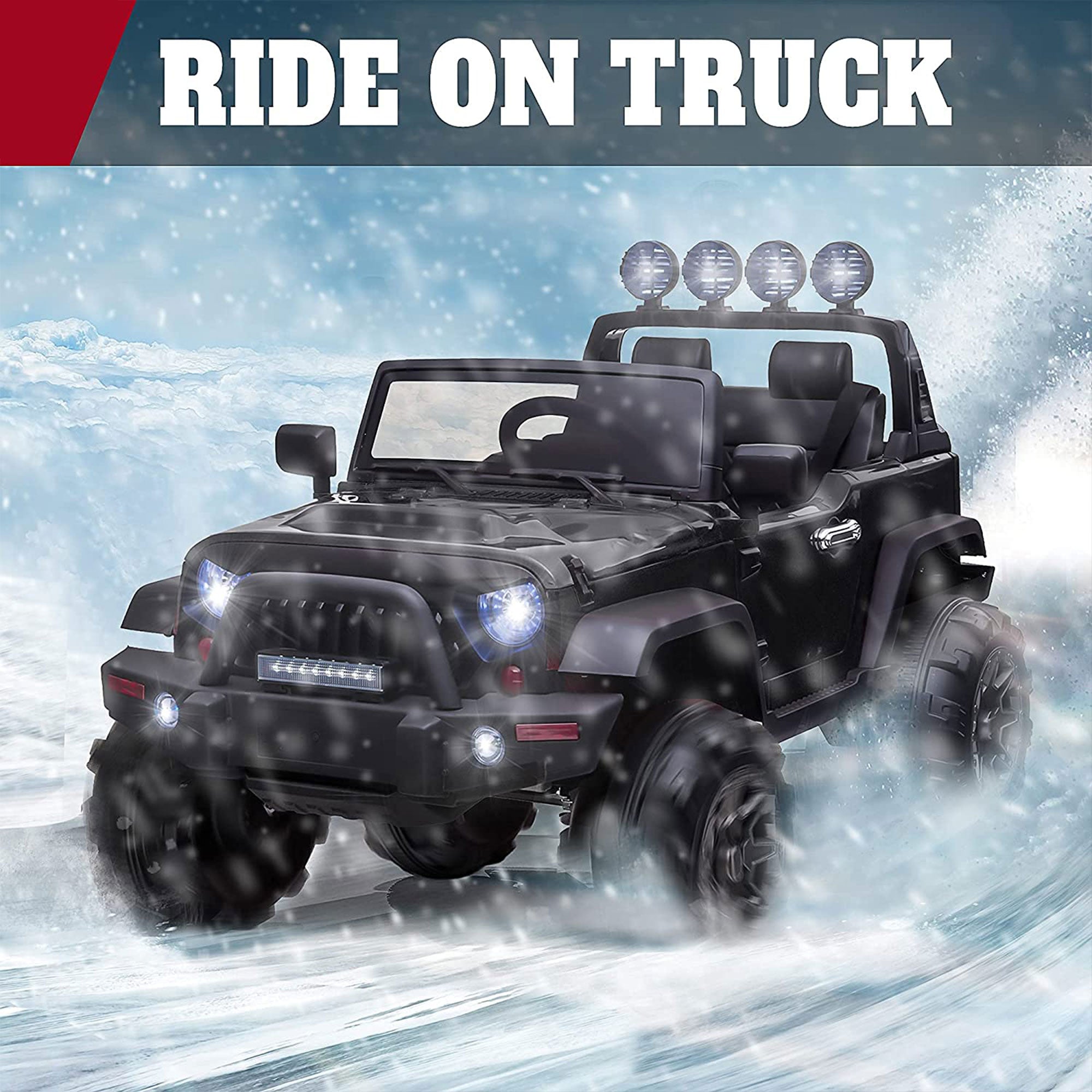 TOBBI 12V Kids Battery Powered 2 Speed Jeep Wrangler Ride On Toy, Black (Used)