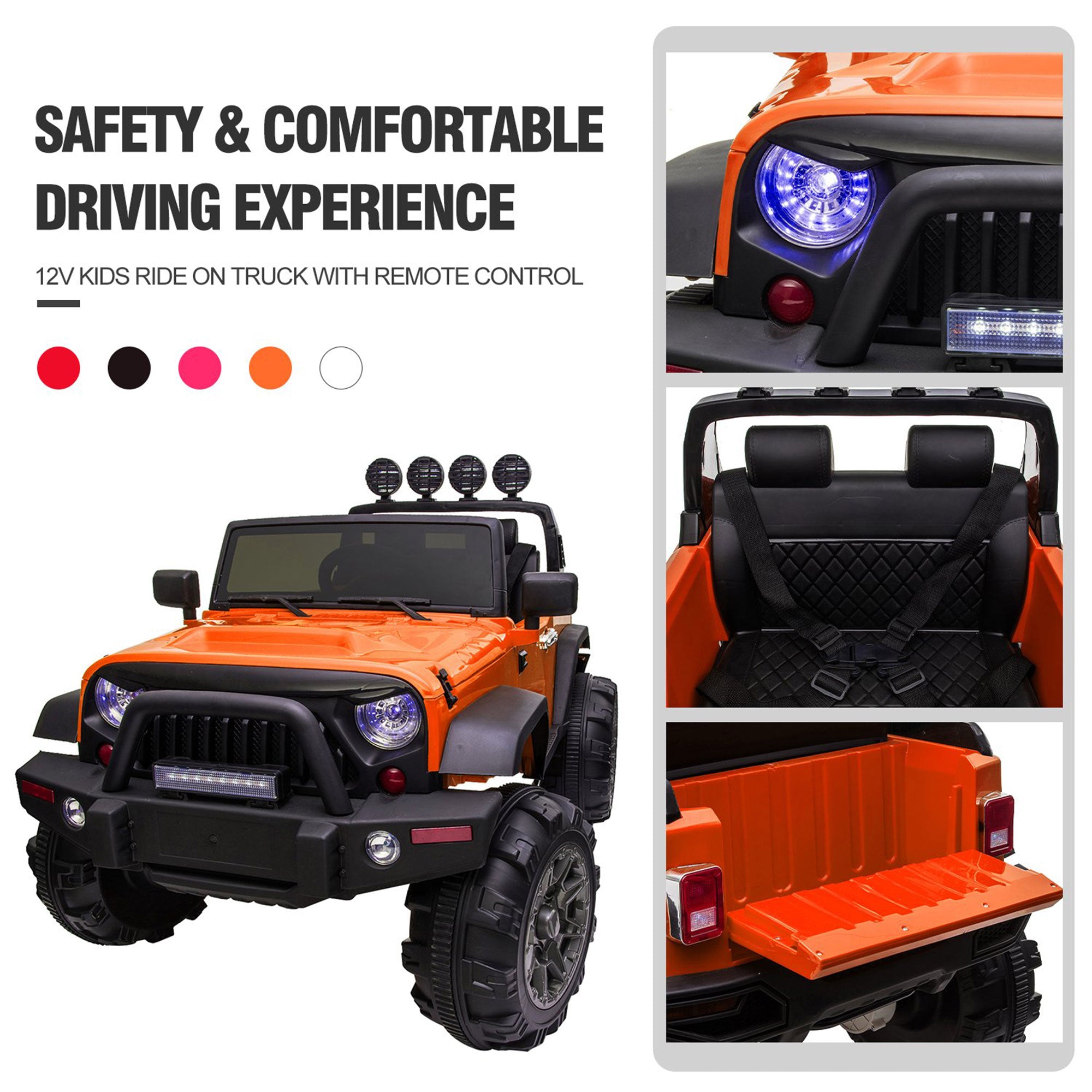 TOBBI 12V Kids Electric Battery Powered 2 Speed Jeep Wrangler Ride On Toy Orange