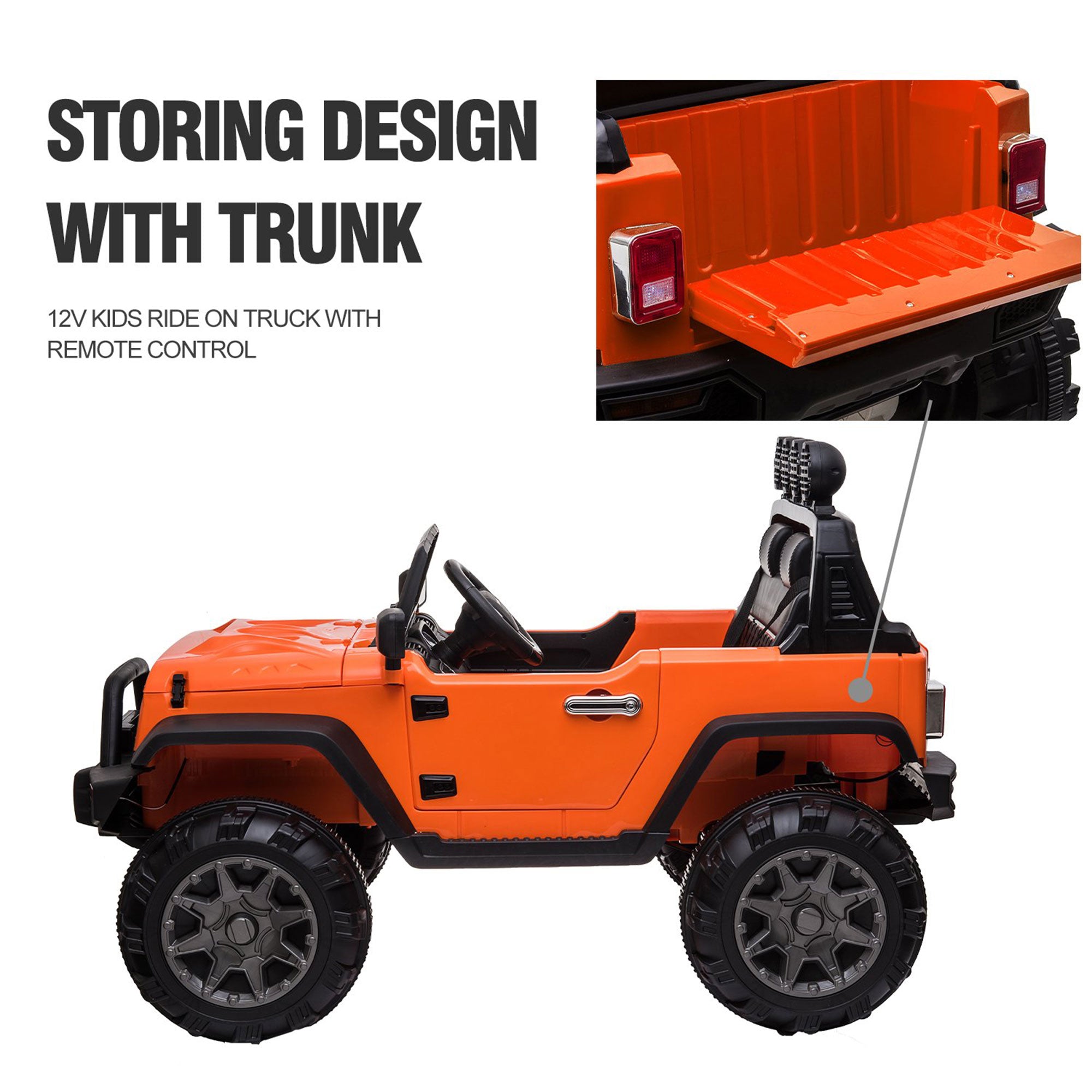 TOBBI 12V Kids Electric Battery Powered 2 Speed Jeep Wrangler Ride On Toy Orange