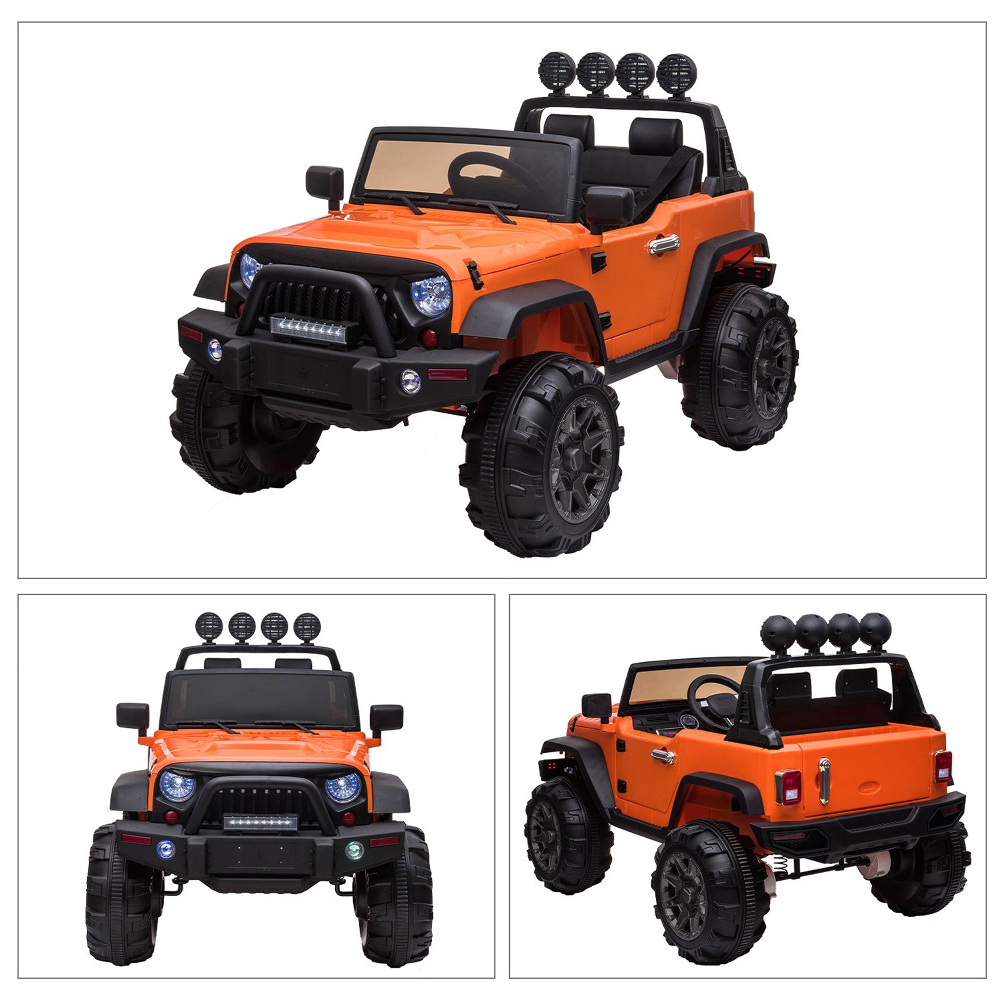 TOBBI 12V Kids Electric Battery Powered 2 Speed Jeep Wrangler Ride On Toy Orange