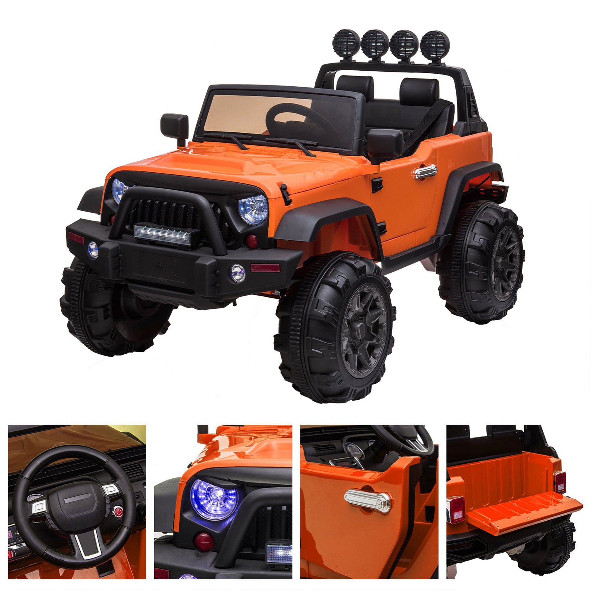 TOBBI 12V Kids Electric Battery Powered 2 Speed Jeep Wrangler Ride On Toy Orange