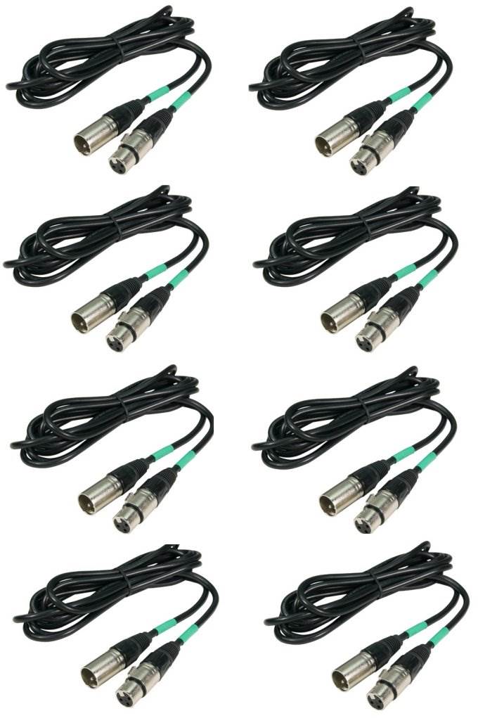 (8) CHAUVET 25 Foot Male to Female 3 Pin DMX Lighting Effect Cables | DMX3P25FT