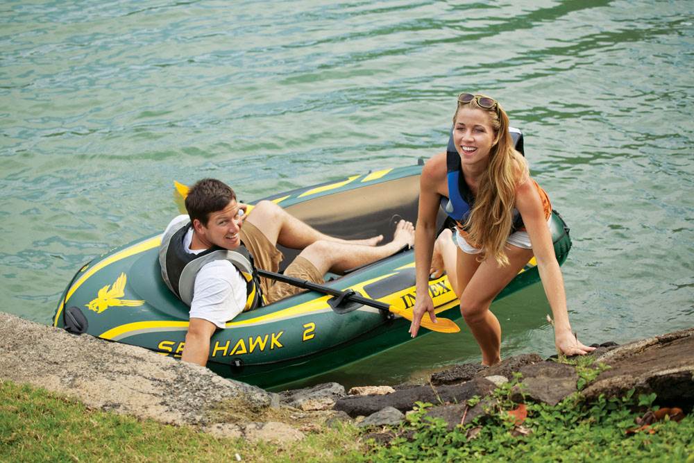 INTEX Seahawk 2 Inflatable Boat Set w/Oars & Pump (Open Box)(2 Pack)