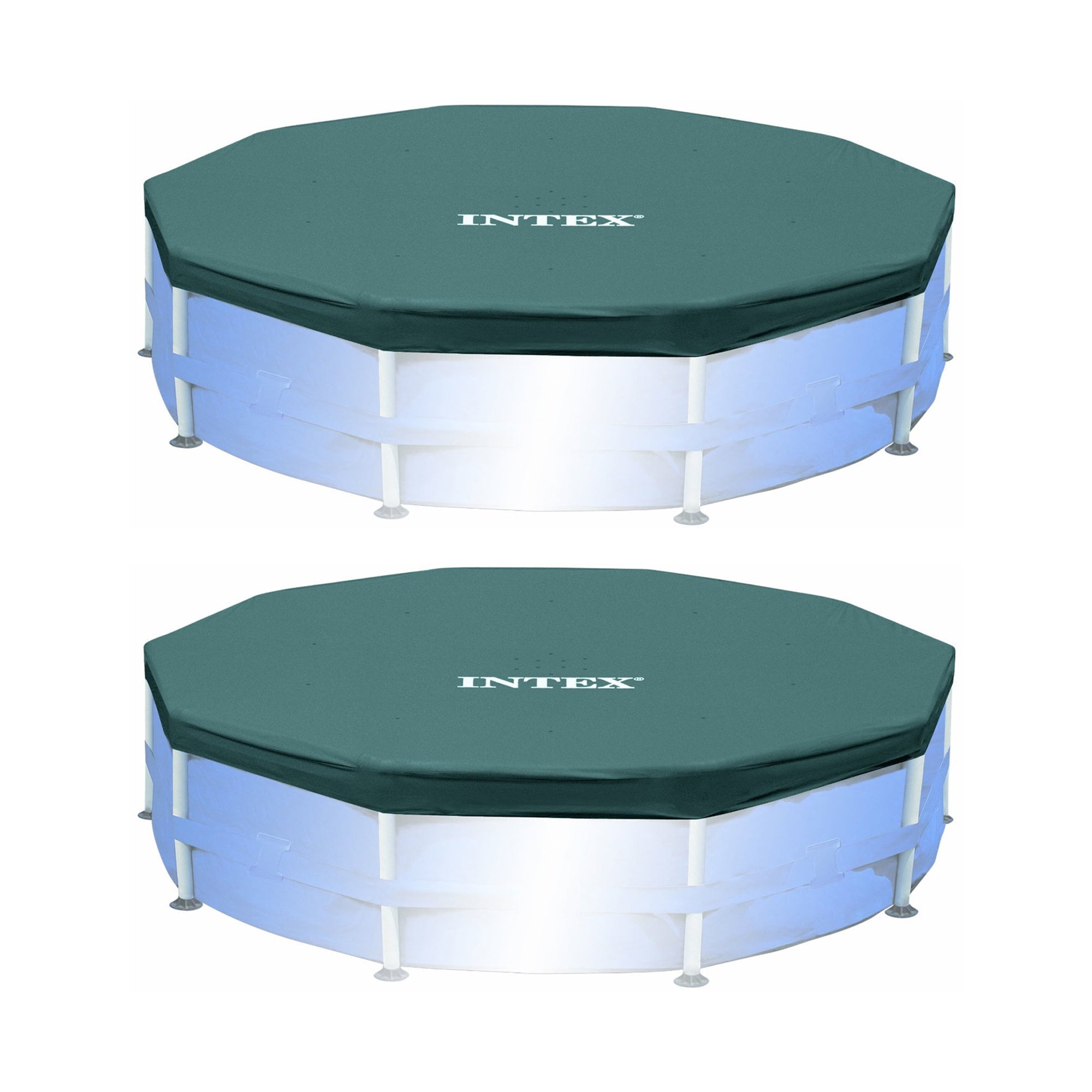 Intex 15 Foot Round Frame Easy Set Above Ground Swimming Pool Cover (2 Pack) - VMInnovations