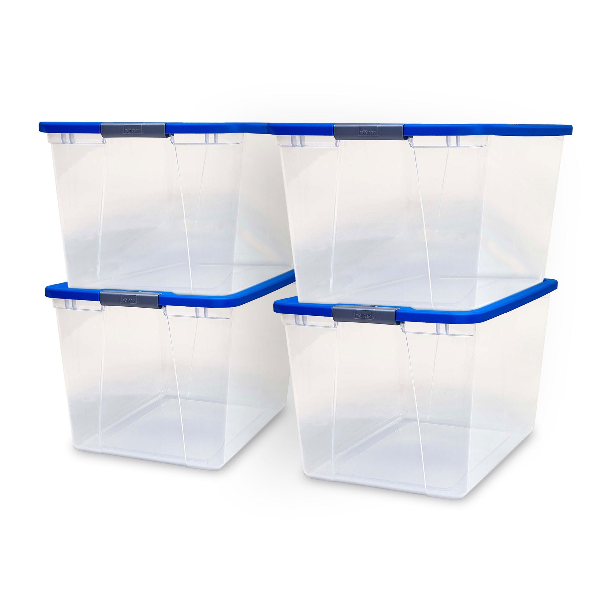Homz 64 Qt Secure Latch Large Clear Stackable Storage Container Bin (4 Pack) - VMInnovations