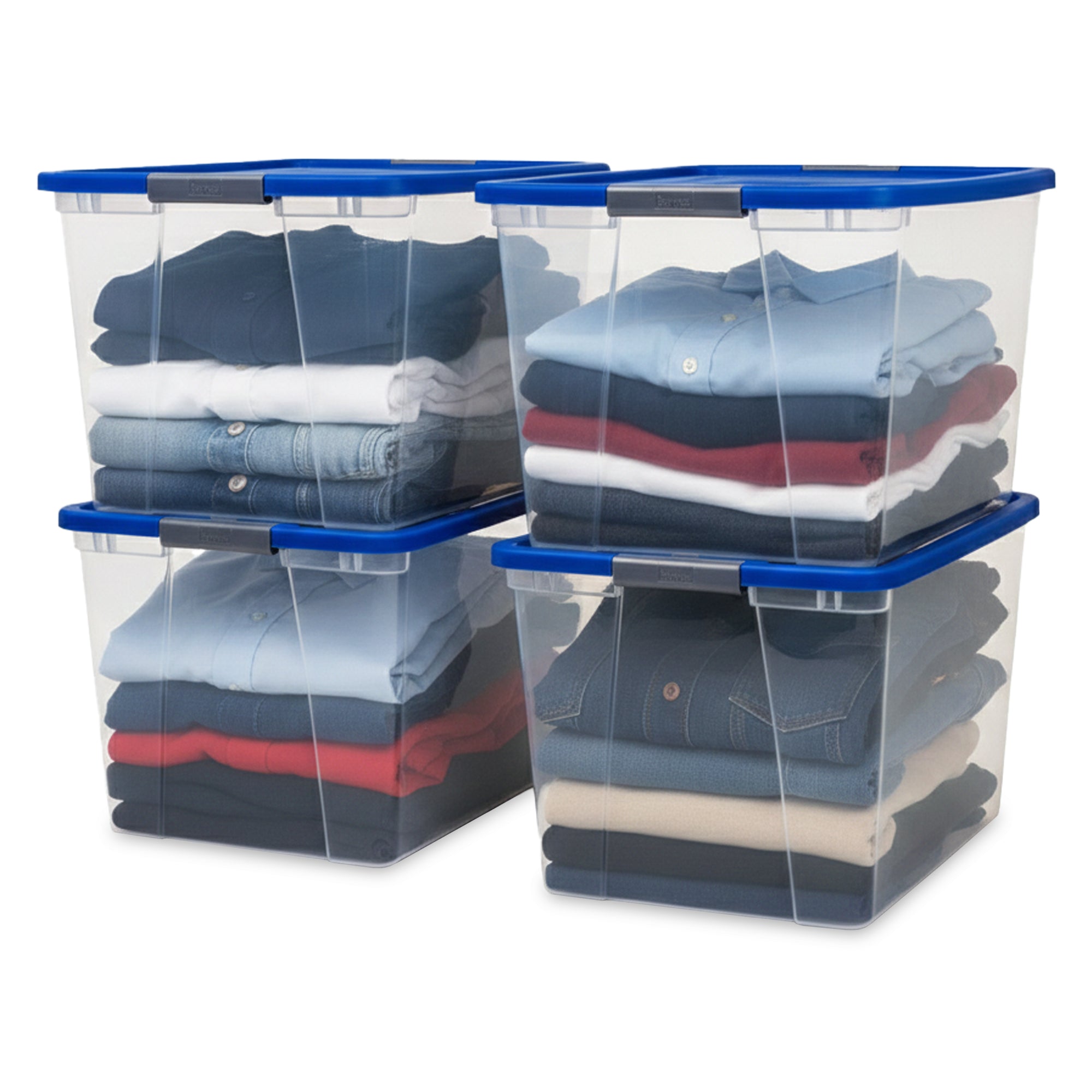 Homz 64 Qt Secure Latch Large Clear Stackable Storage Container Bin (4 Pack) - VMInnovations