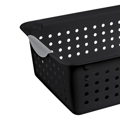 Sterilite Medium Ultra Storage Basket with Contoured Handles, Black (12 Pack) - VMInnovations