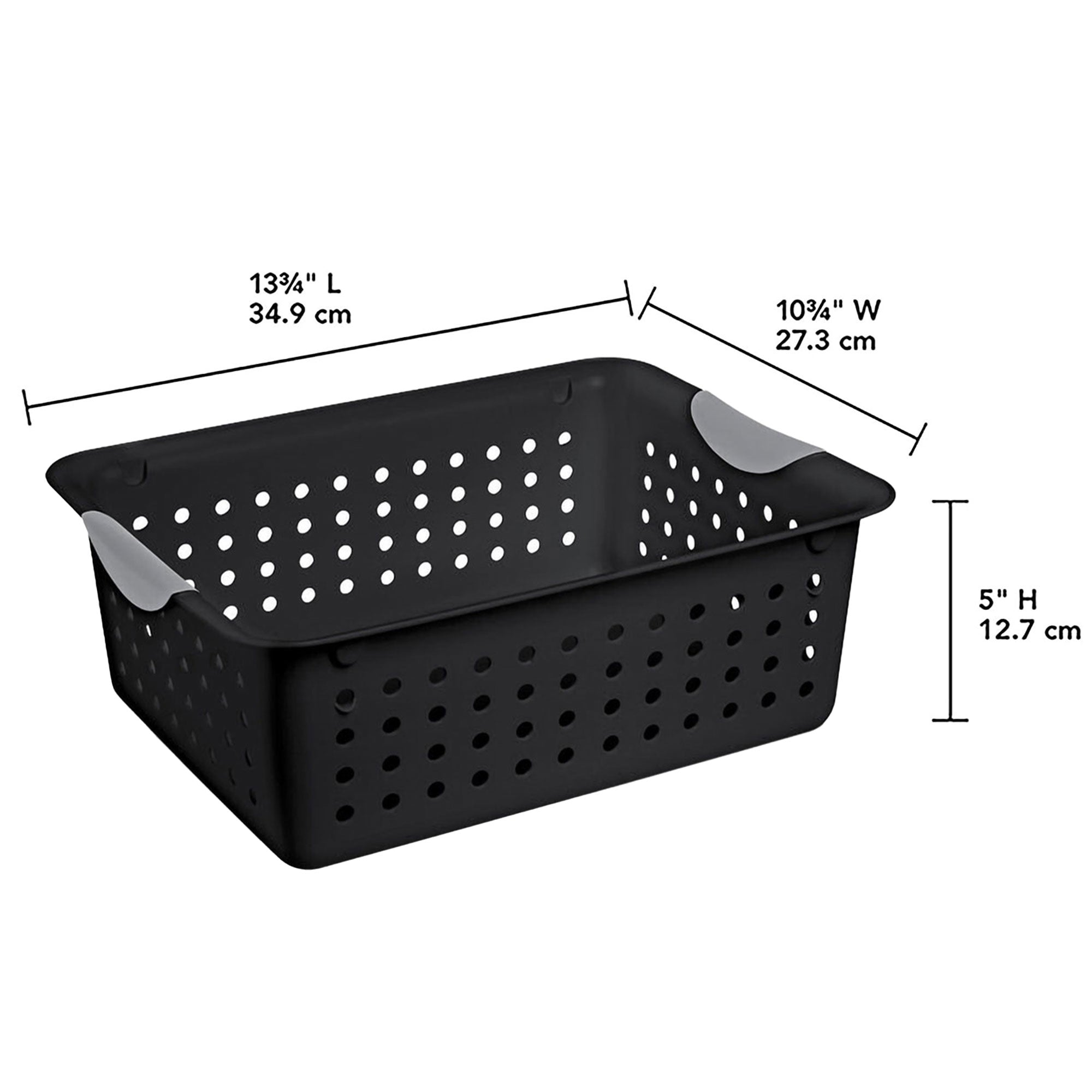 Sterilite Medium Ultra Storage Basket with Contoured Handles, Black (18 Pack)