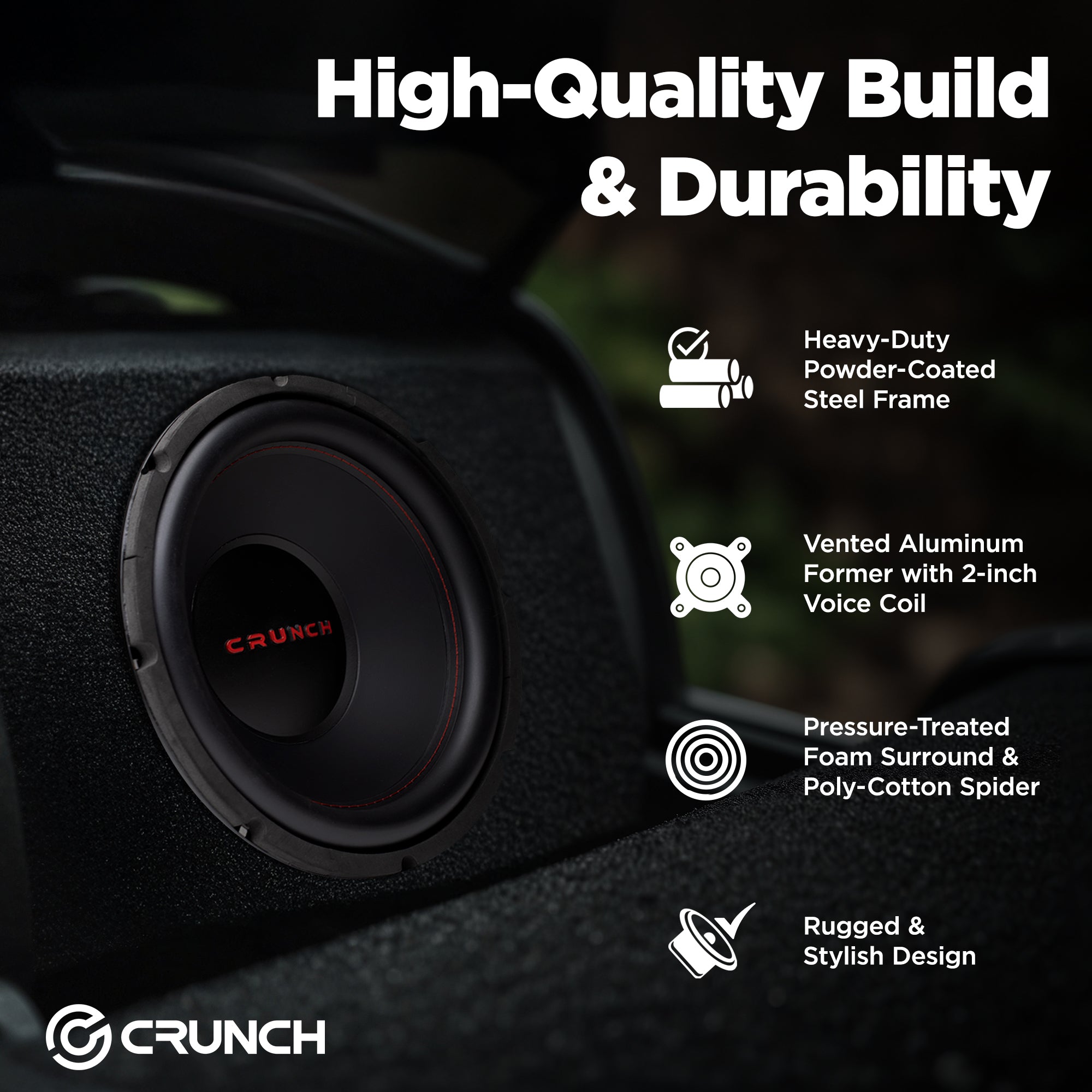 Crunch CRW12D4 12" 800W MAX 4 Ohm Dual Voice Coil Car Subwoofer Speaker, 4 Pack
