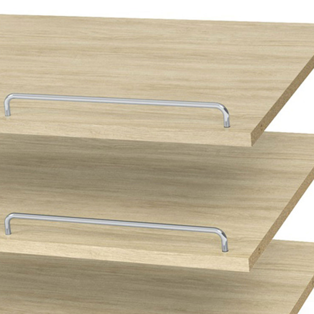 Easy Track 24 Inch Slanted Shoe Shelves with Chrome Fence Rails, Honey (3 Pack)