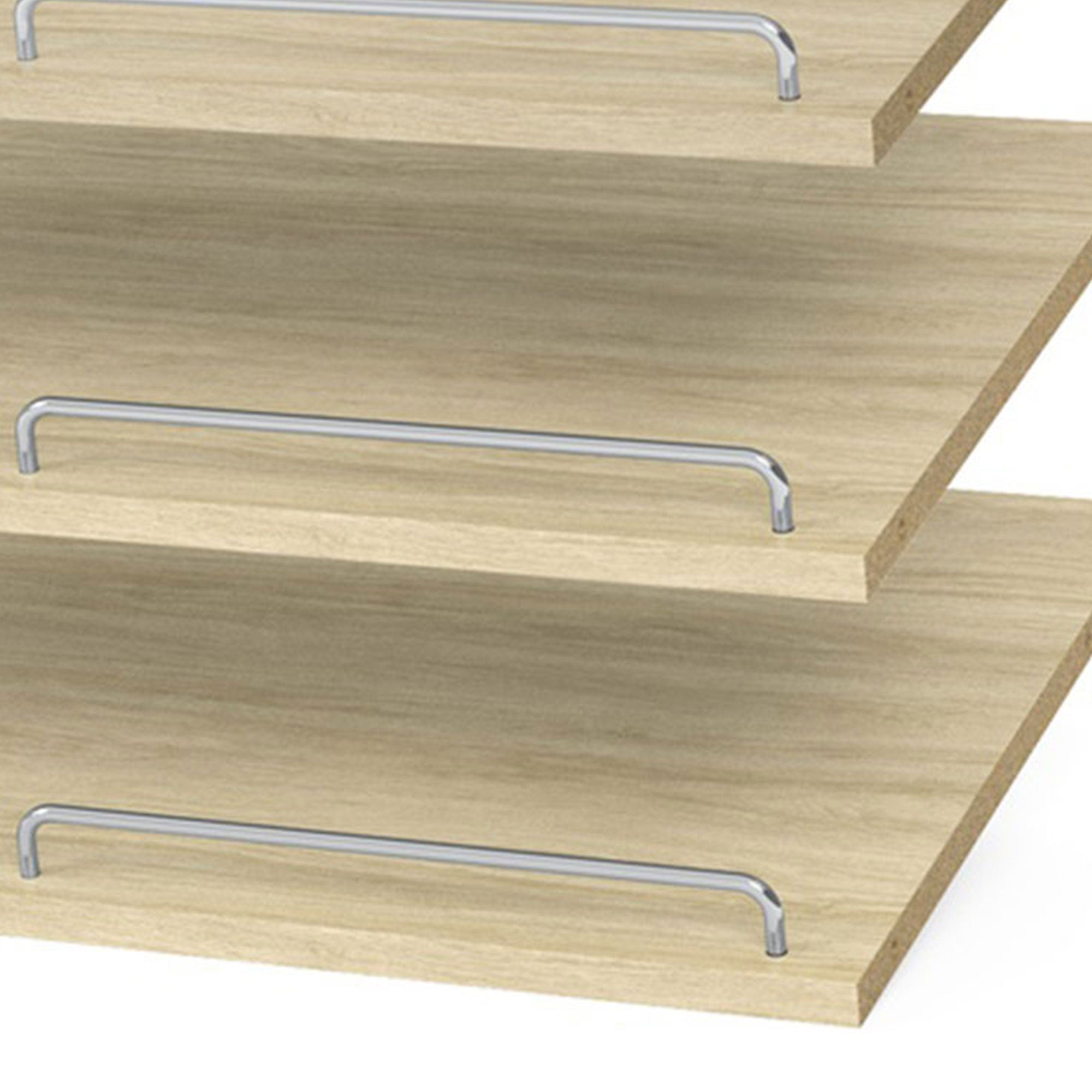 Easy Track 24 Inch Slanted Shoe Shelves with Chrome Fence Rails, Honey (3 Pack)