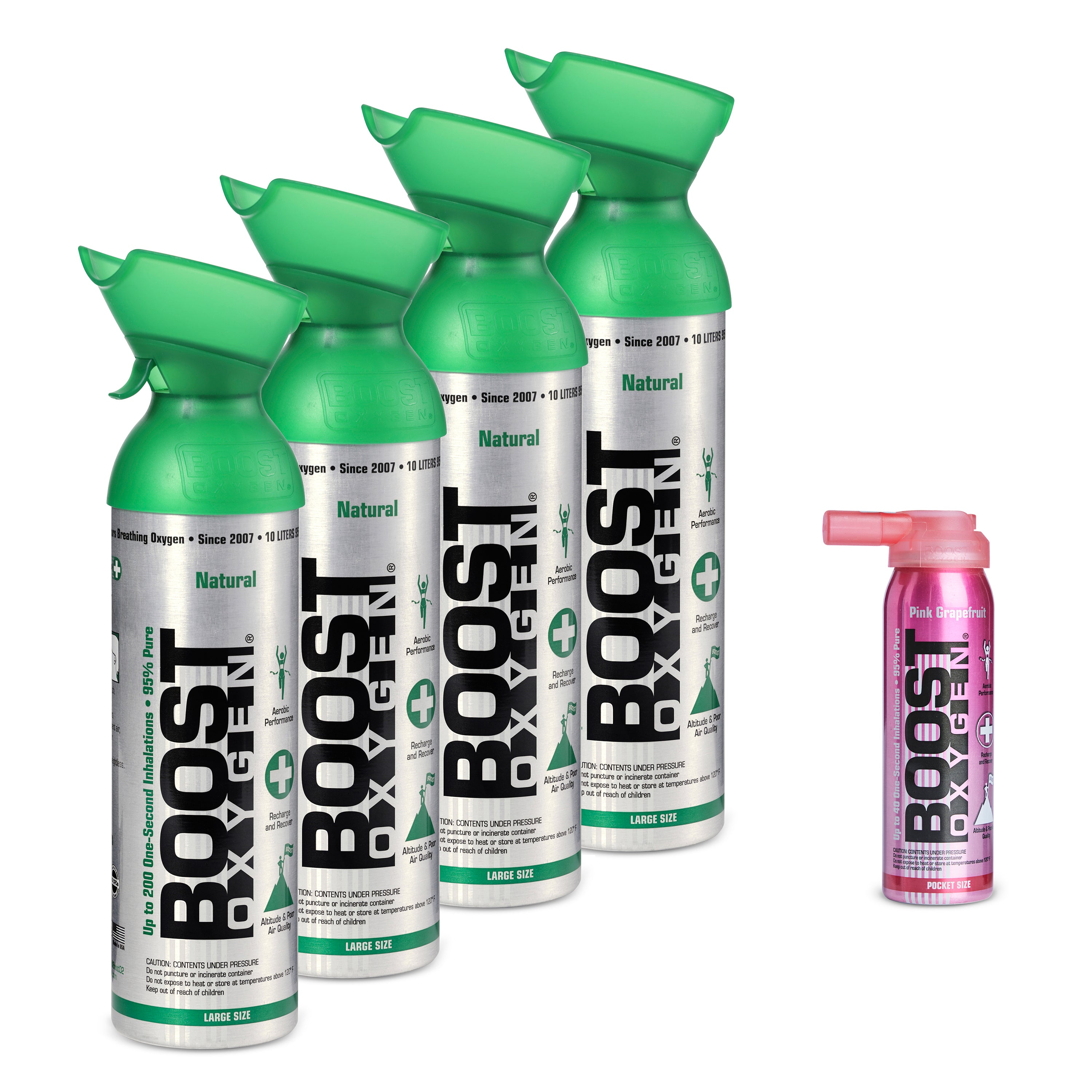 Boost Oxygen 10 & 2 Liter Natural Portable Pure Canned Oxygen Canister (5 Pack) - VMInnovations