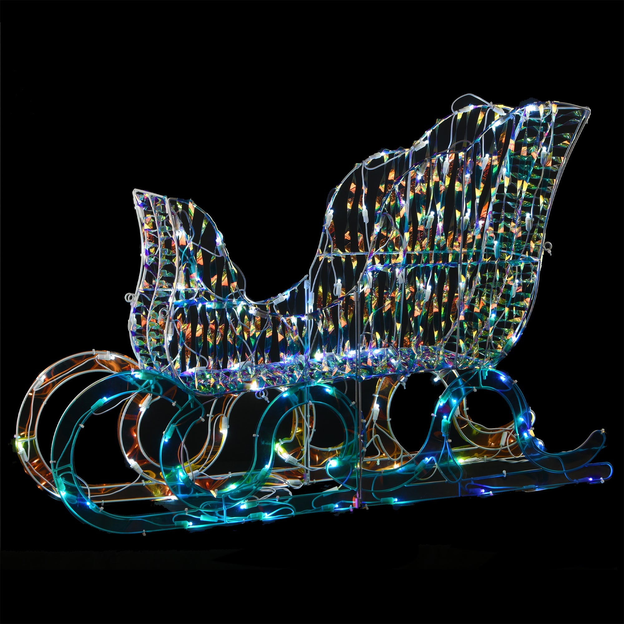 National Tree Company Small 26" Tinsel Santa's Sleigh w/ LED Lights, Iridescent