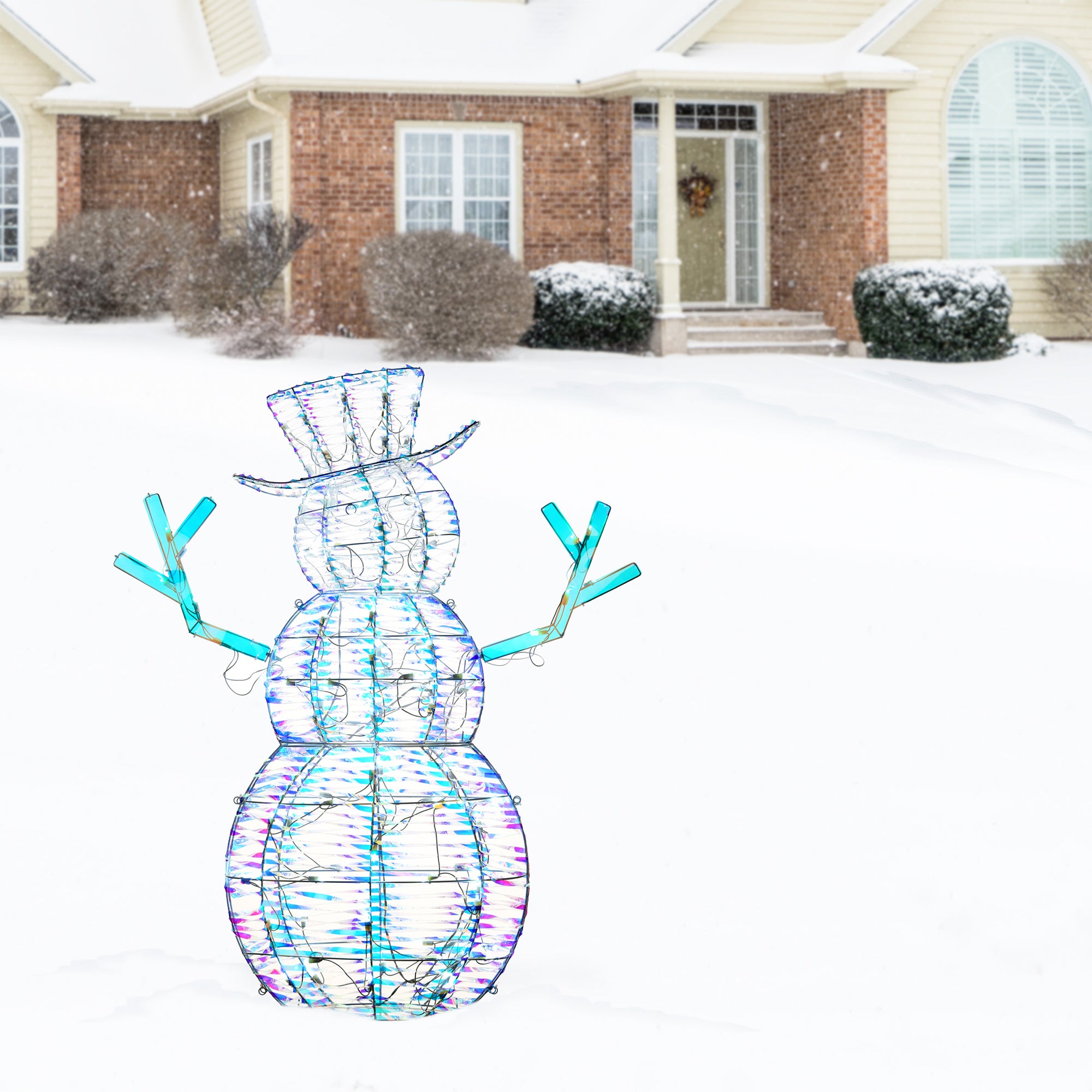 National Tree Company 48" Iridescent Snowman Decoration with 105 LEDs (Open Box) - VMInnovations