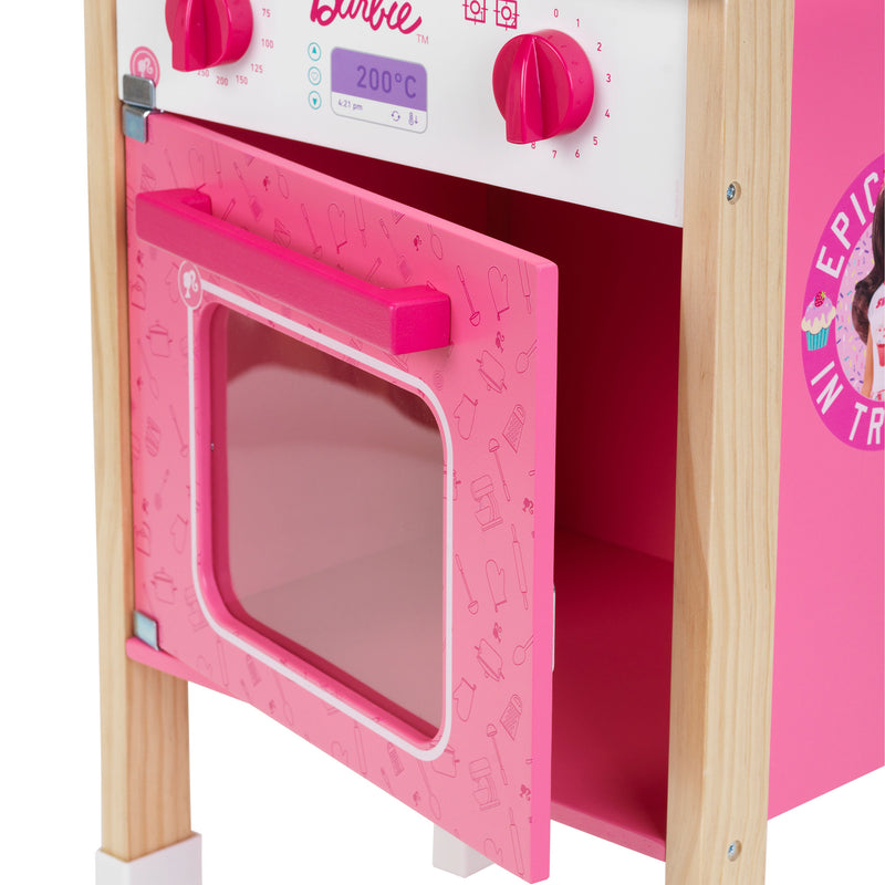 Theo Klein Barbie Epic Chef Wooden Pretend Play Toy Kitchen Playset for Kids 3+