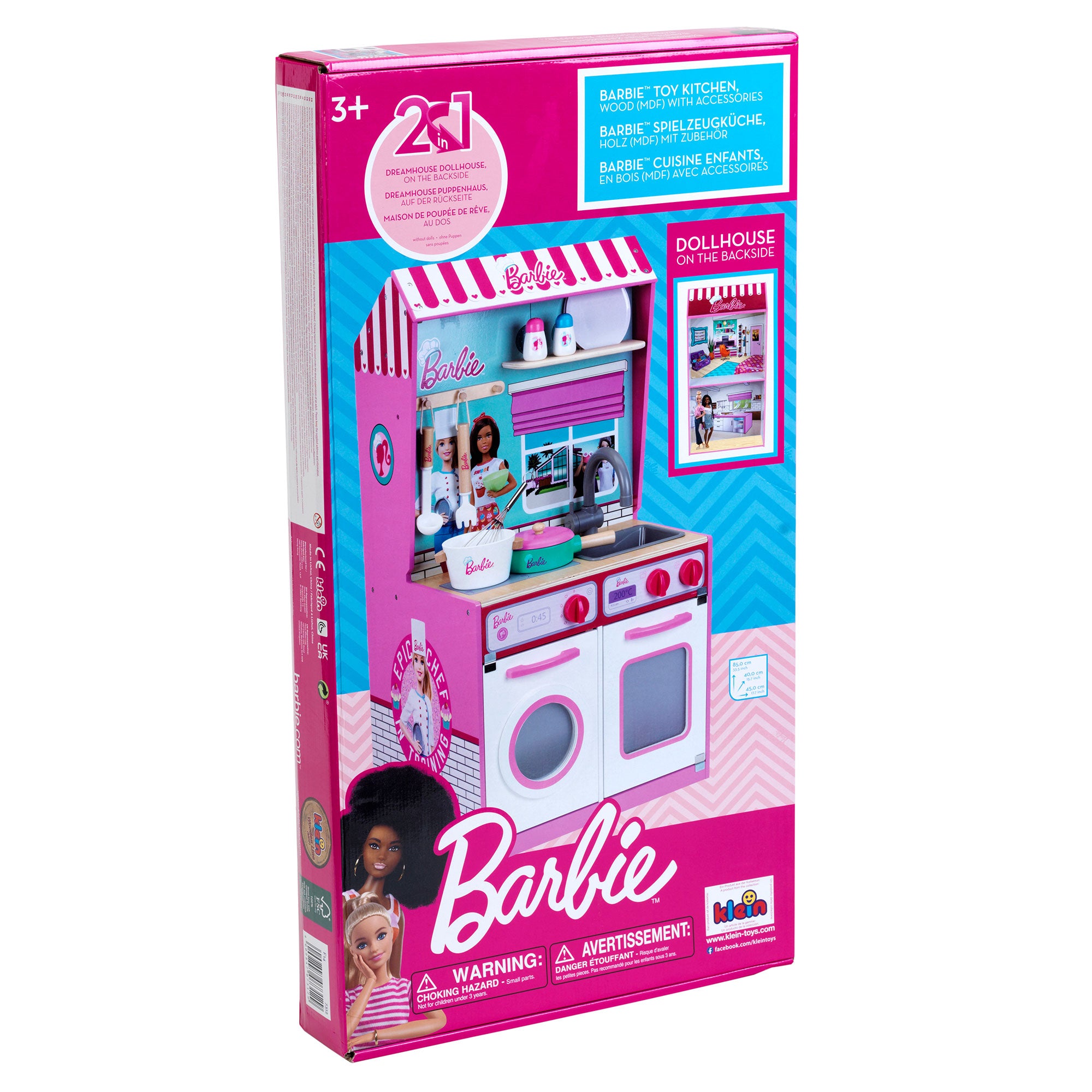 2 In 1 Barbie Pretend Play Toy Kitchen and Dollhouse for Kids 3 & Up (Open Box)