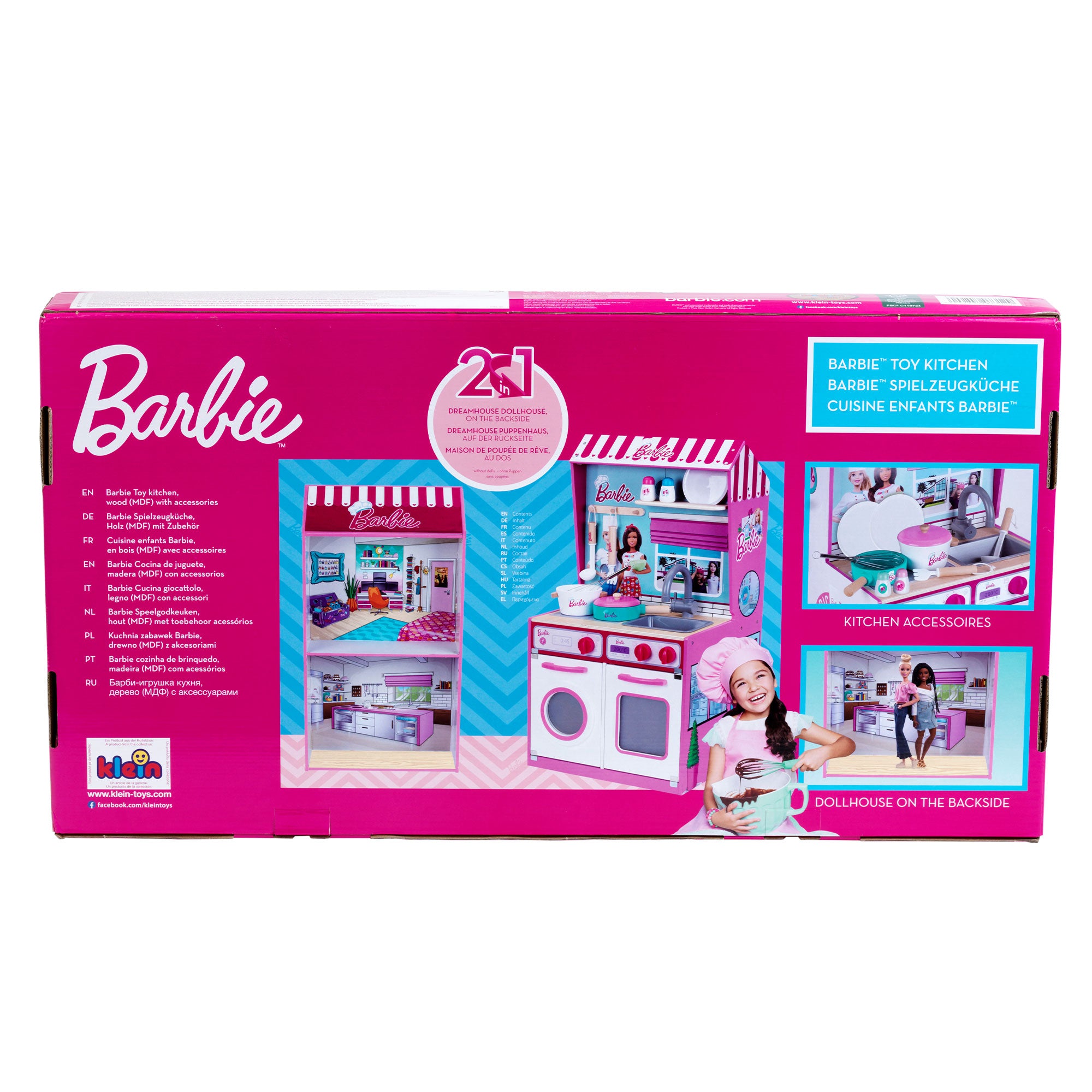 2 In 1 Barbie Pretend Play Toy Kitchen and Dollhouse for Kids 3 & Up (Used) - VMInnovations