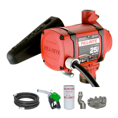 Fill Rite NX25-DDCNB-PX Transfer Pump Kit with Nozzle, Hose, and Fuel Gas Filter