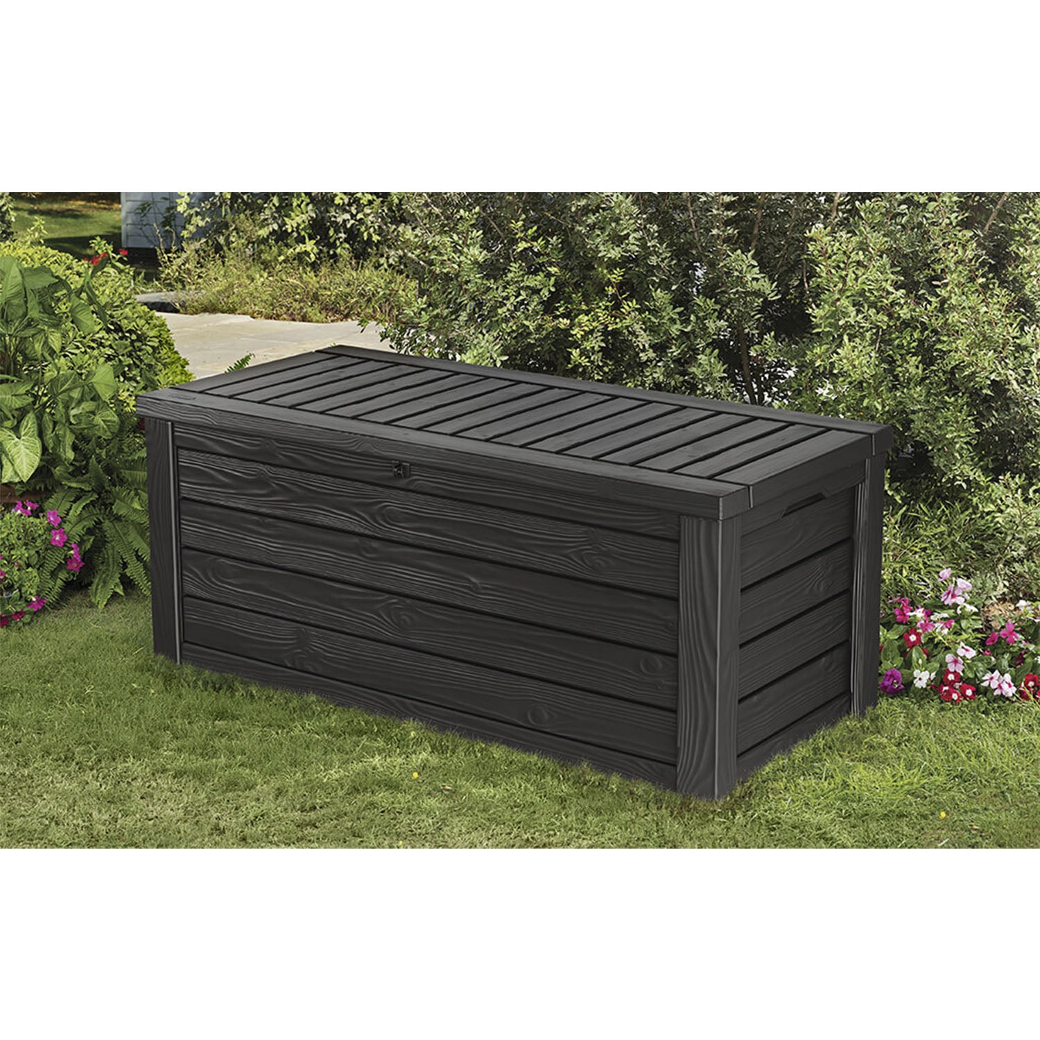 Keter Westwood 150 Gallon Outdoor Furniture Storage Deck Box Dark Gray(Open Box)