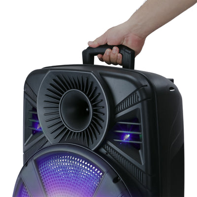 QFX 15 Inch Bluetooth Speaker System with LED Lights and Microphone (Open Box)