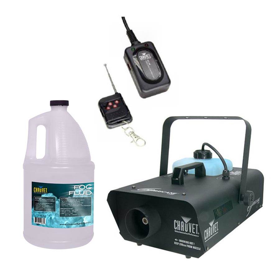 CHAUVET Hurricane H1300 Fog/Smoke Machine + FC-W Wireless Remote + FJU Fog Fluid